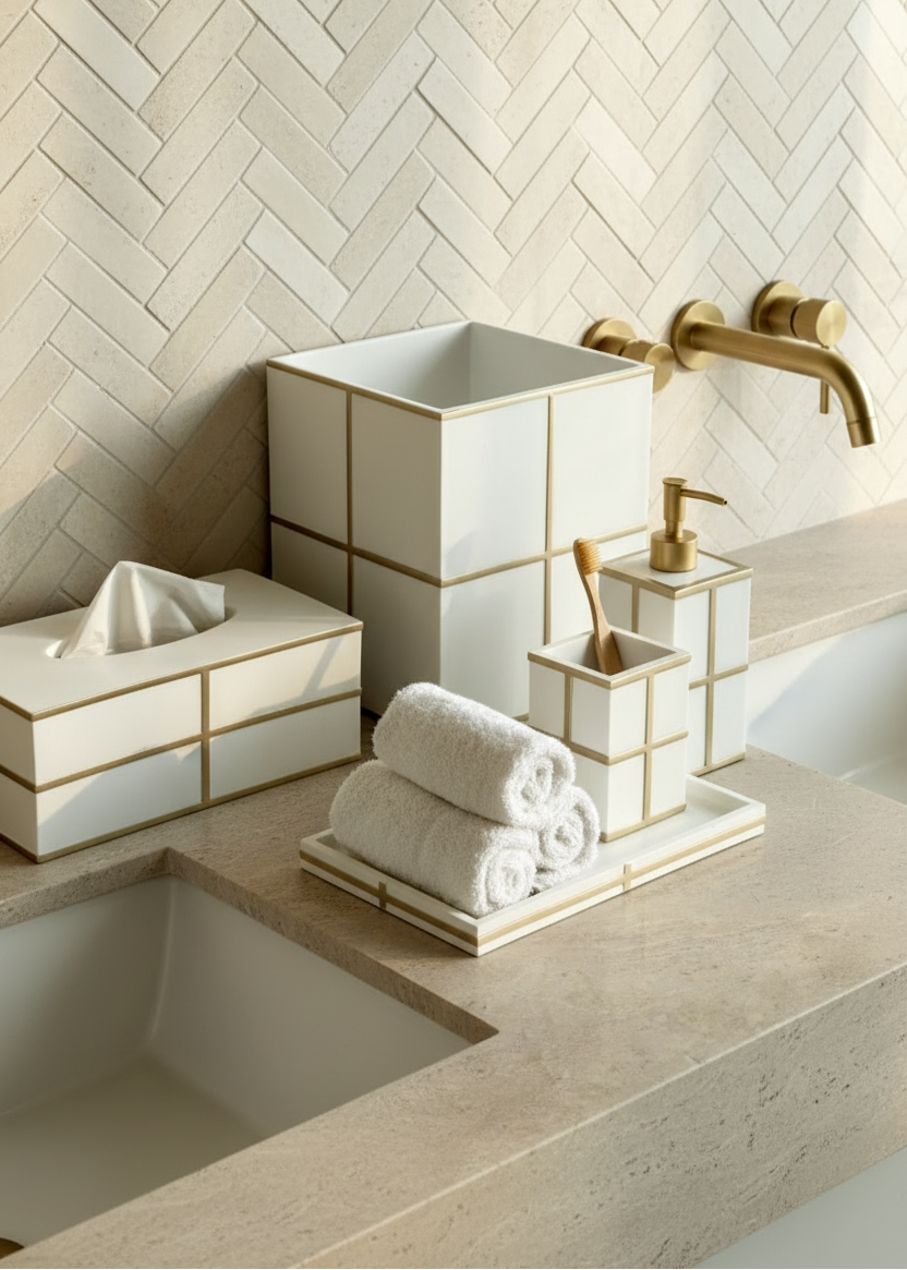 Axia Bathroom Jar - Ivory