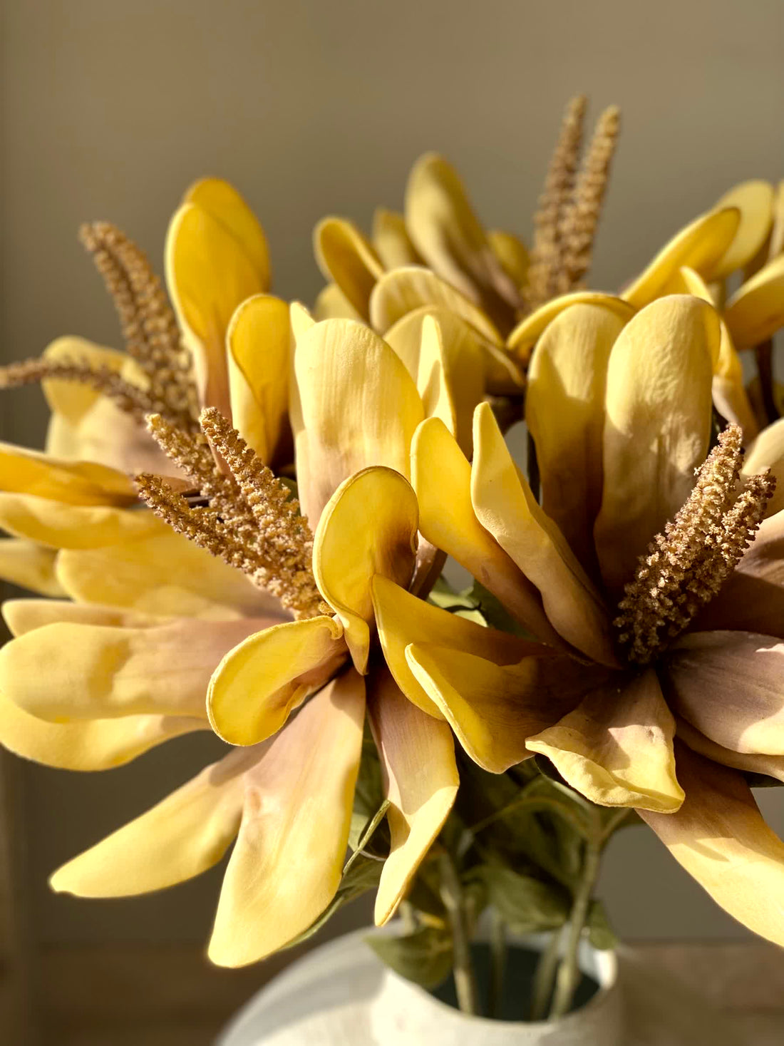 Artificial Lily Flower Stem  -  Yellow (One Stem)