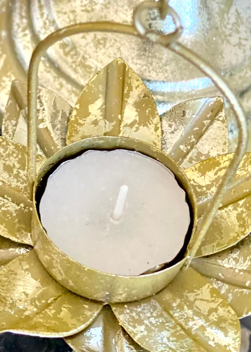 Antique Lotus Diya Stand - Small