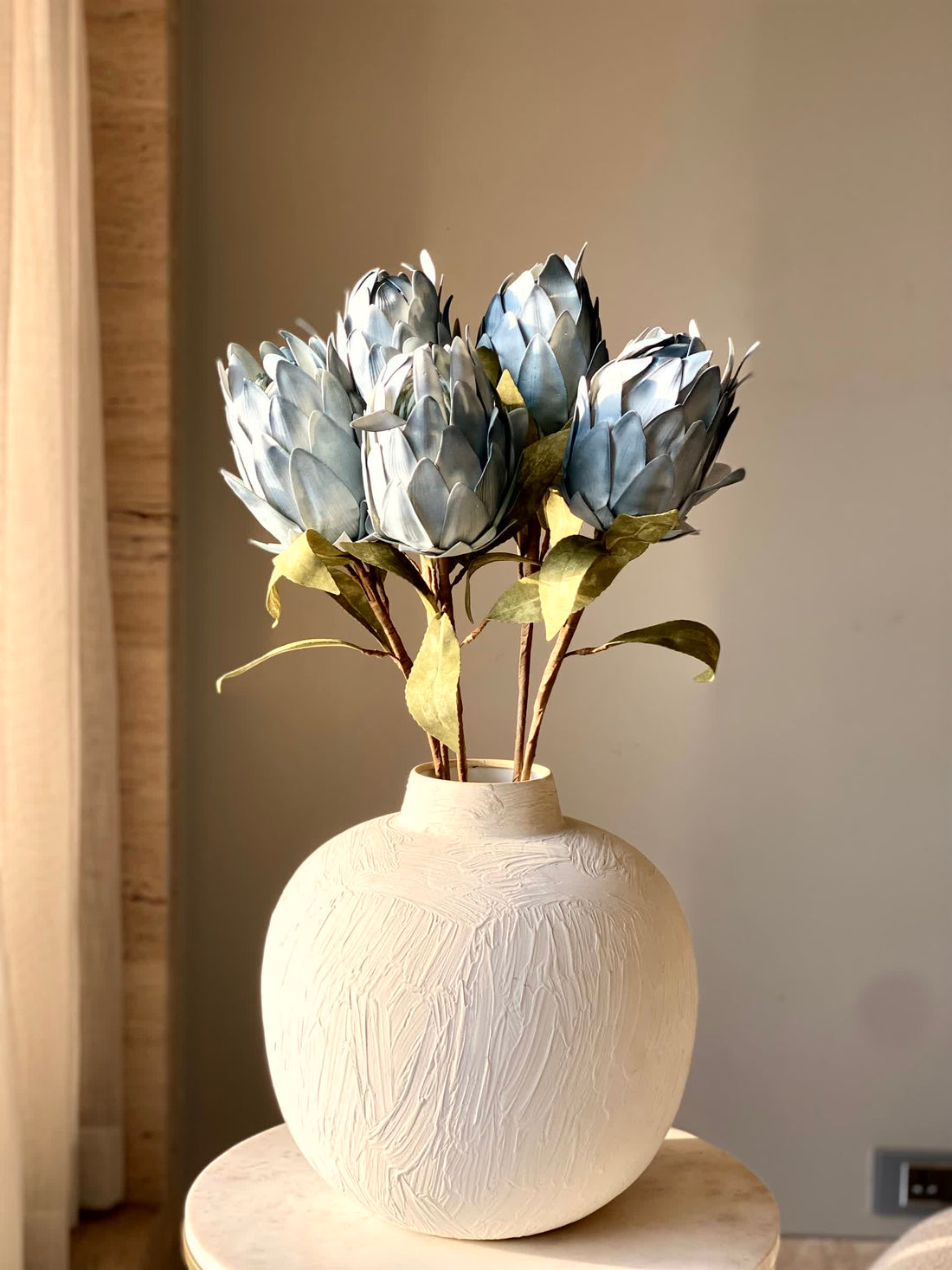 Artificial Protea Flower Stem - Blue (One Stem)