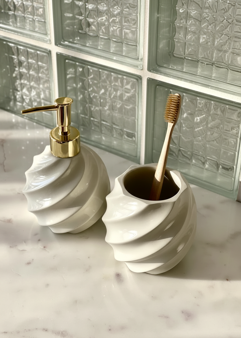 Swirl Bathroom Set - Beige