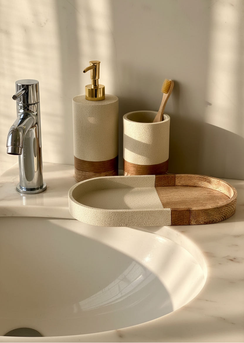 Aurum Dune Bathroom Set - Set of 3 (Beige)