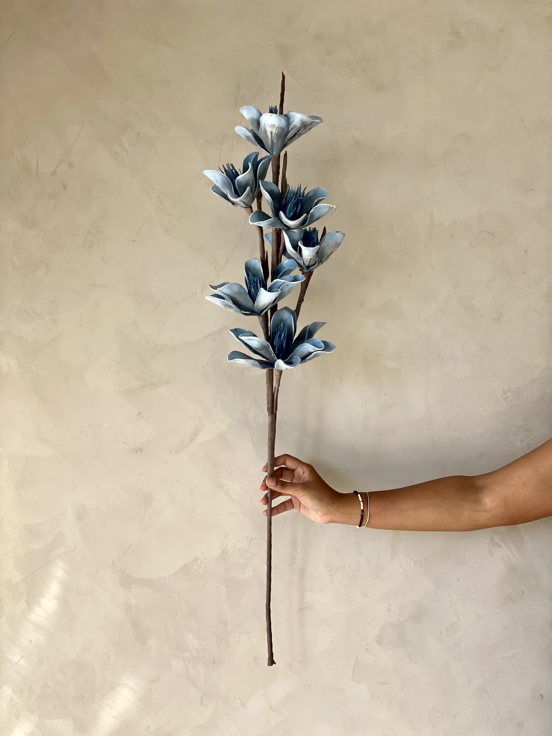 Artificial Lily Magnolia Flower Stem - Blue Ombre (One Stem)