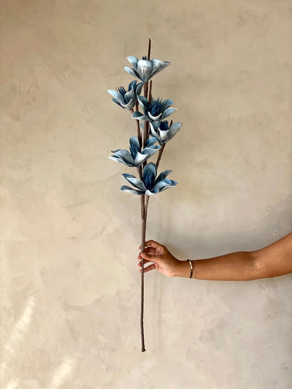 Artificial Lily Magnolia Flower Stem - Blue Ombre (One Stem)