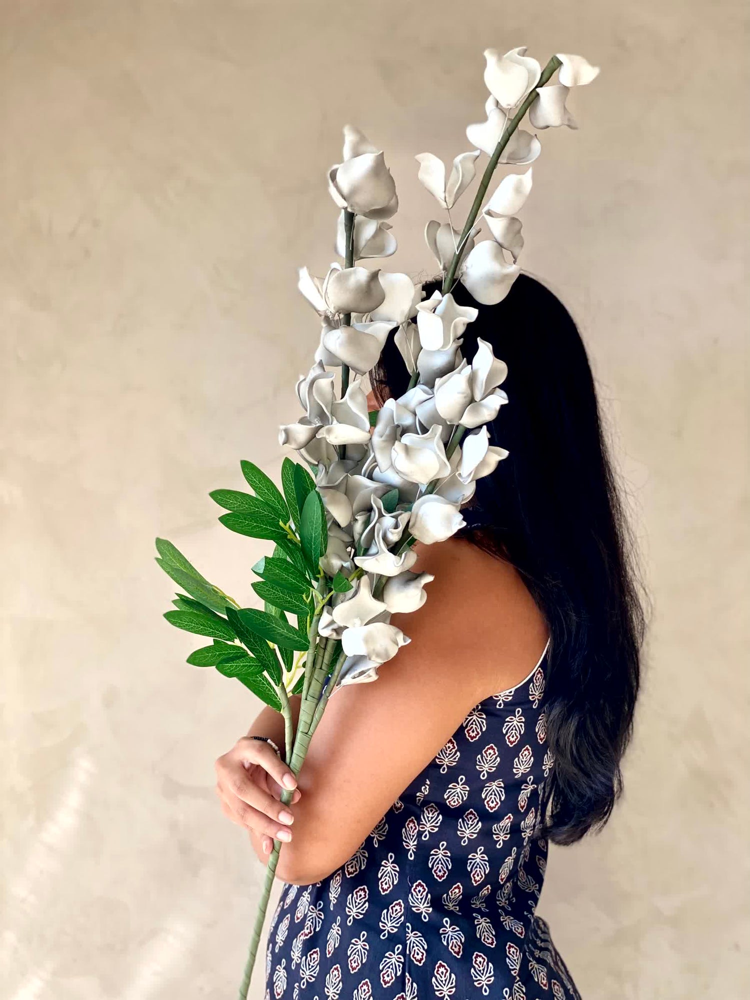 Artificial Dragon Flower Stem - Grey Ombre (One Stem)