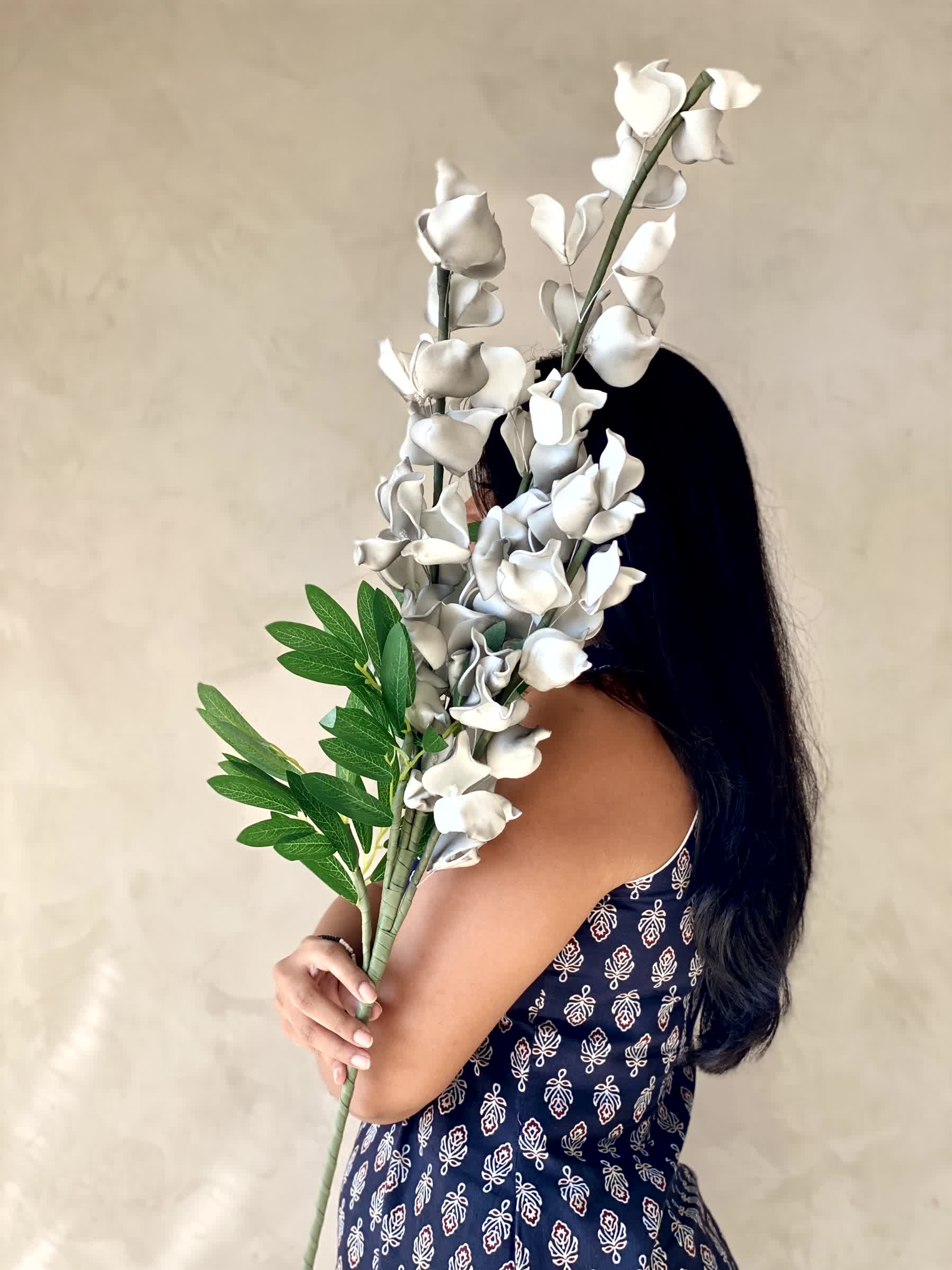 Artificial Dragon Flower Stem - Grey Ombre (One Stem)