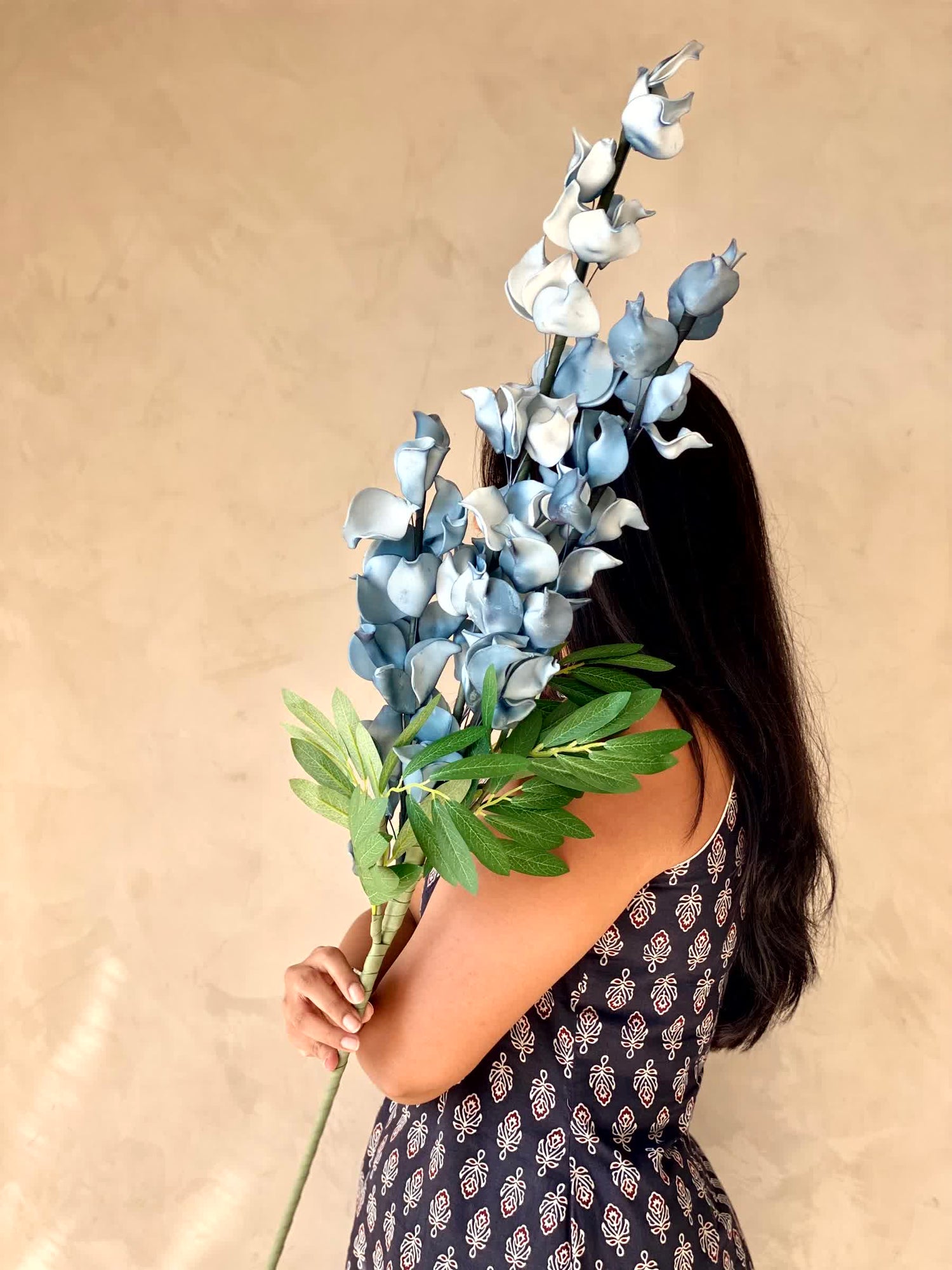 Artificial Dragon Flower Stem - Blue Ombre (One Stem)