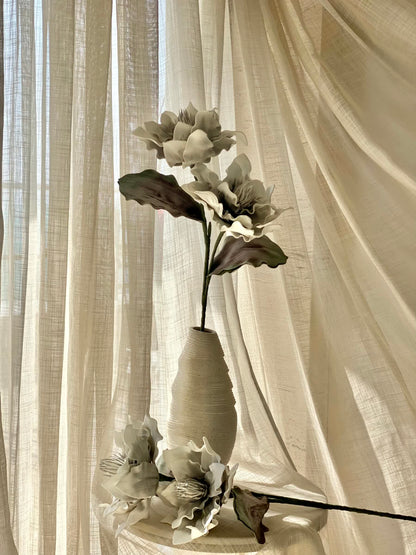 Artificial Dahlia Flower Stem  -  Grey Ombre (One Stem)