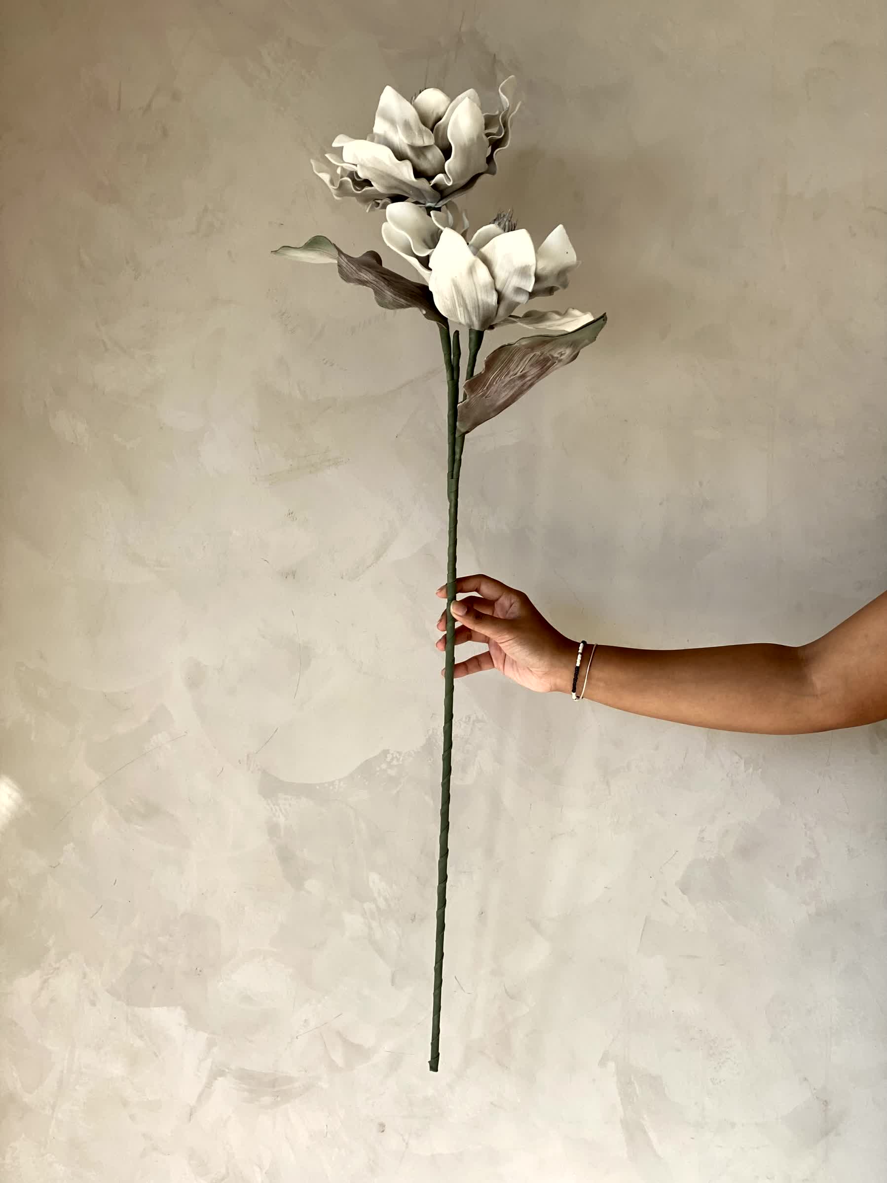 Artificial Dahlia Flower Stem  -  Grey Ombre (One Stem)