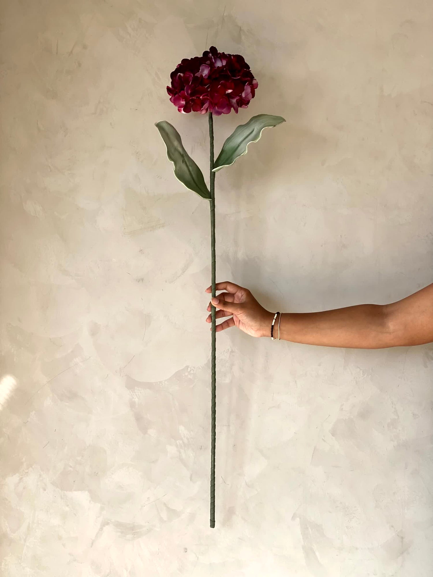 Artificial Hydrangea Flower Stem - Fuchsia Ombre (One Stem)
