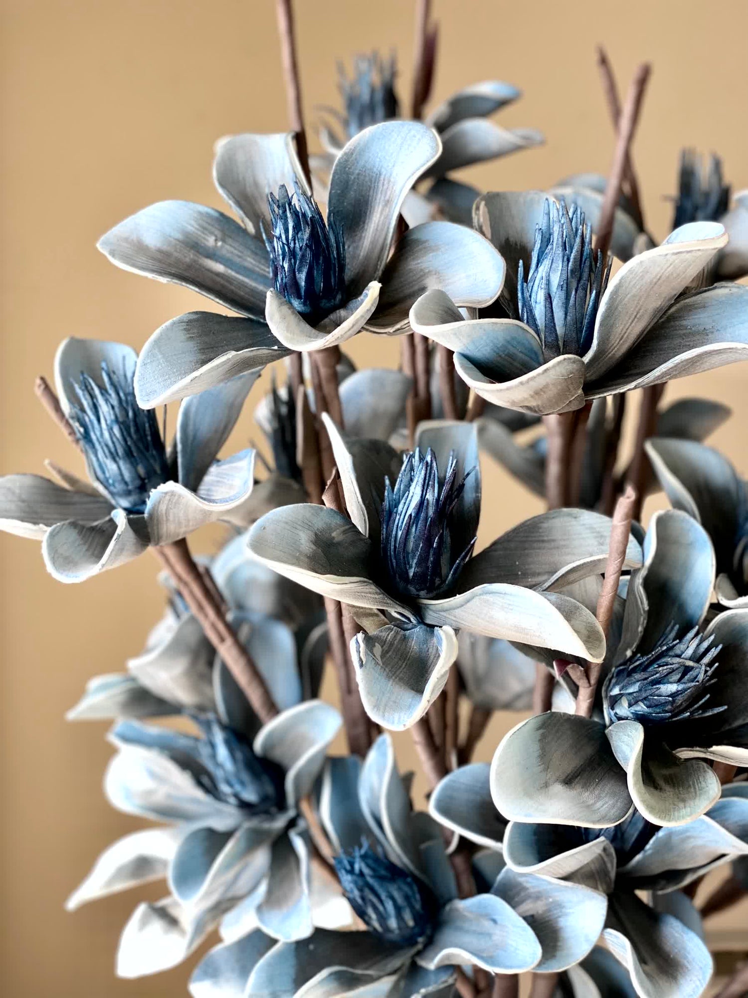 Artificial Lily Magnolia Flower Stem - Blue Ombre (One Stem)