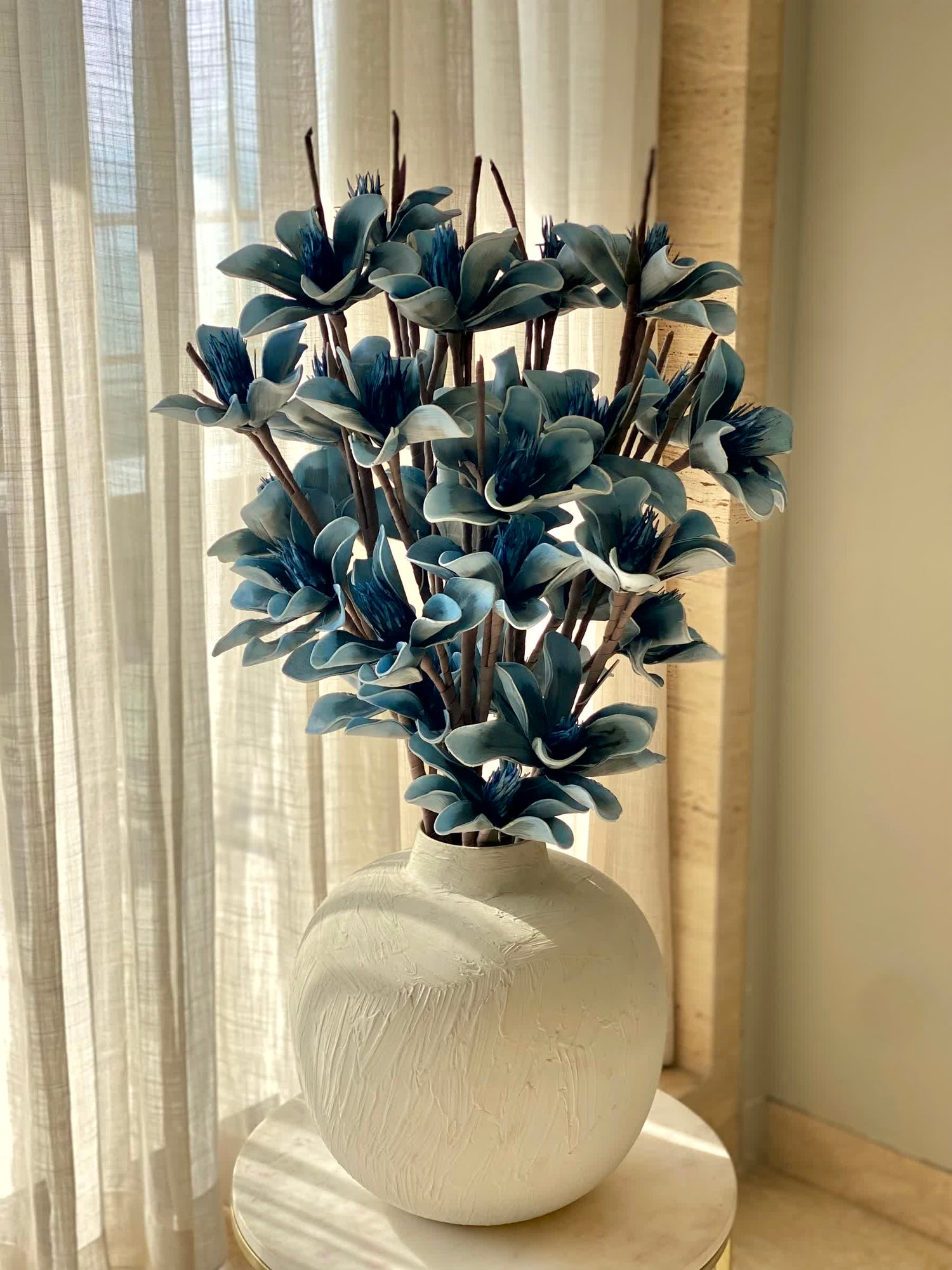 Artificial Lily Magnolia Flower Stem - Blue Ombre (One Stem)