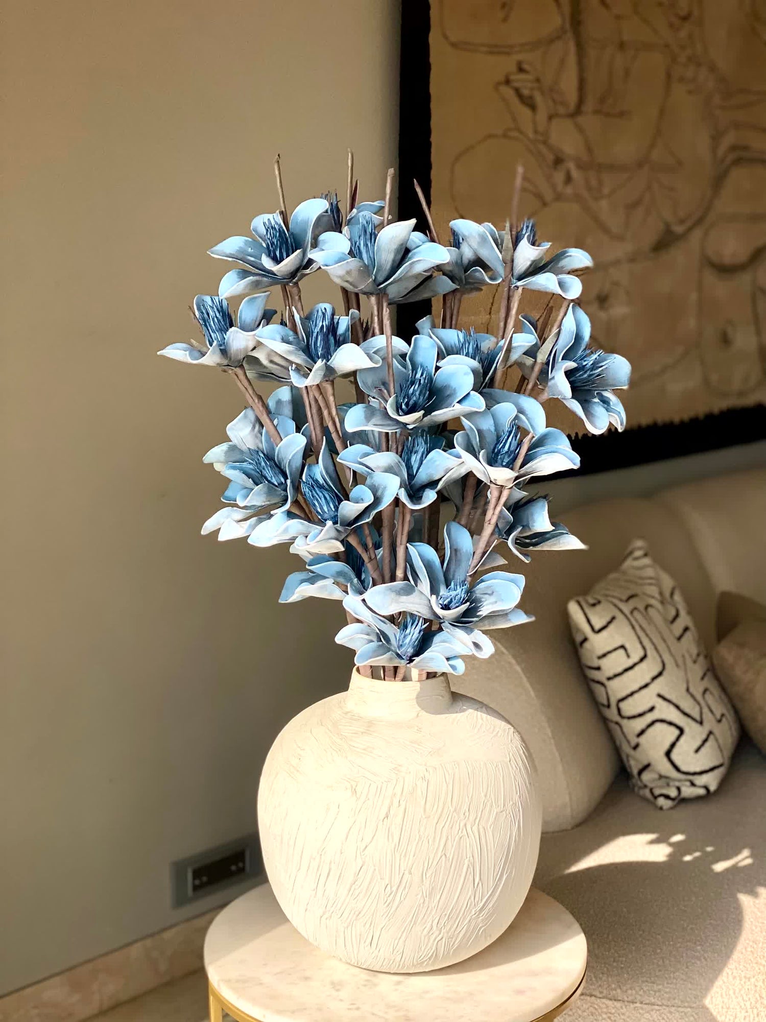 Artificial Lily Magnolia Flower Stem - Blue Ombre (One Stem)