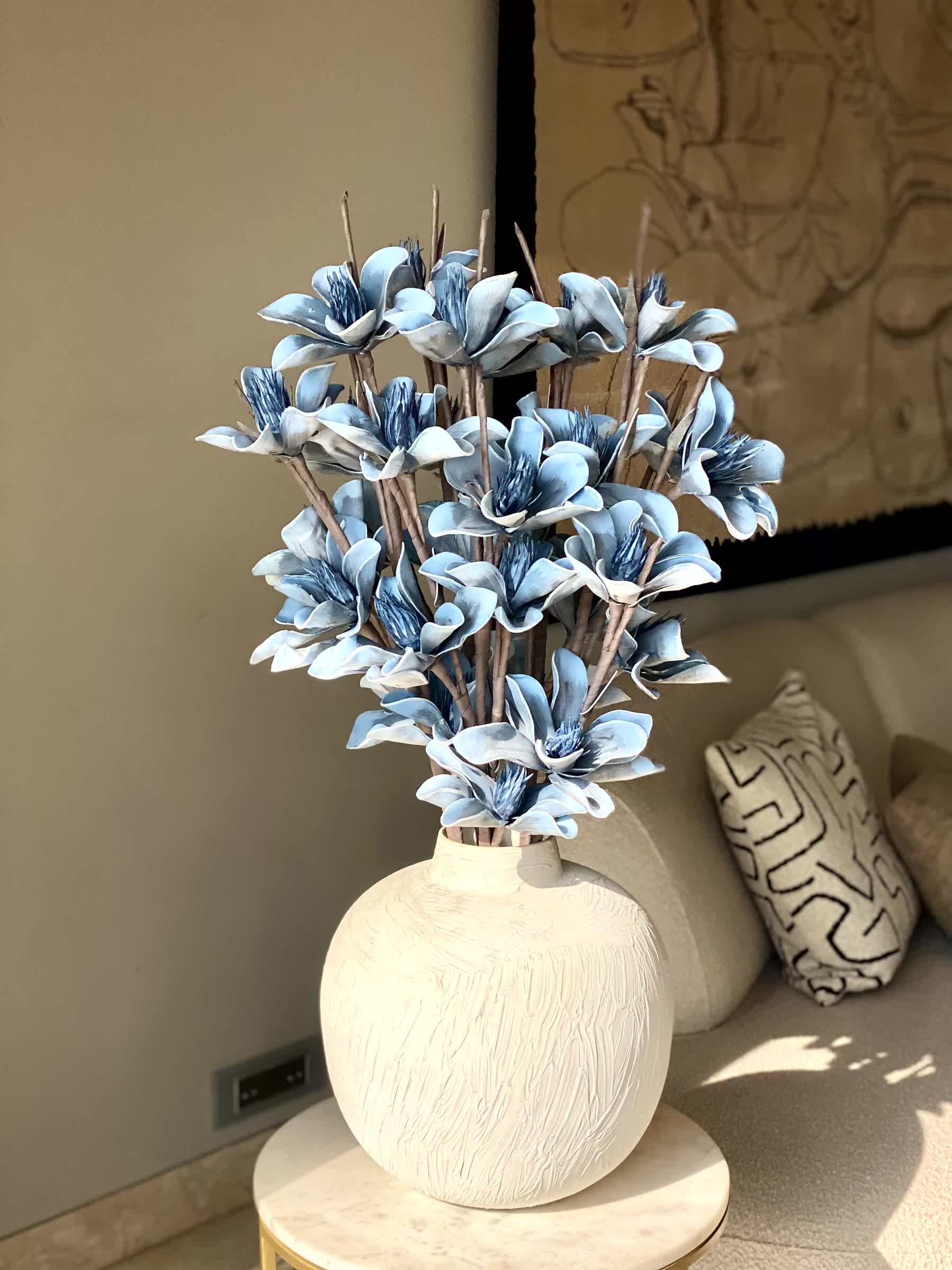 Artificial Lily Magnolia Flower Stem - Blue Ombre (One Stem)