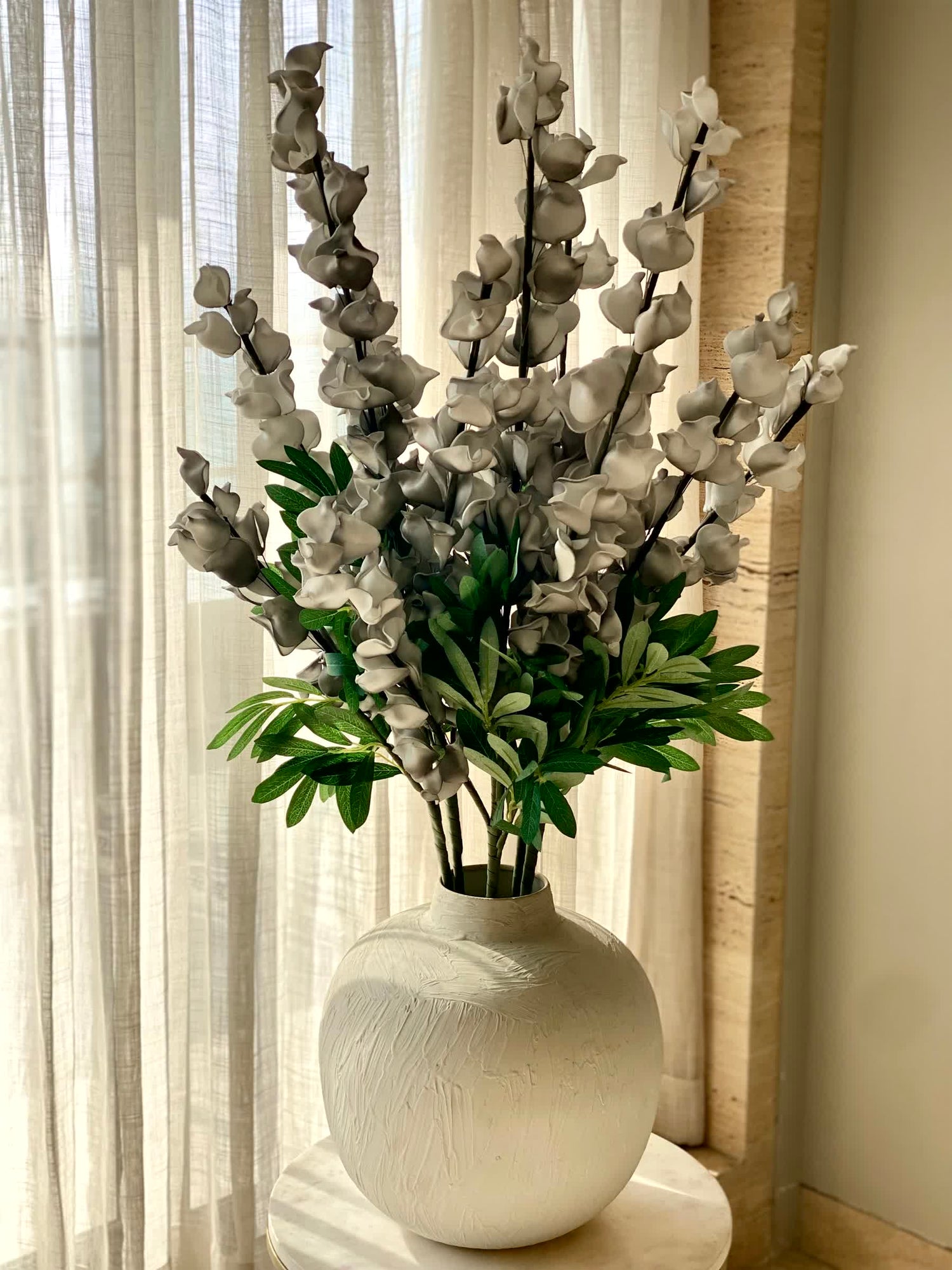 Artificial Dragon Flower Stem - Grey Ombre (One Stem)