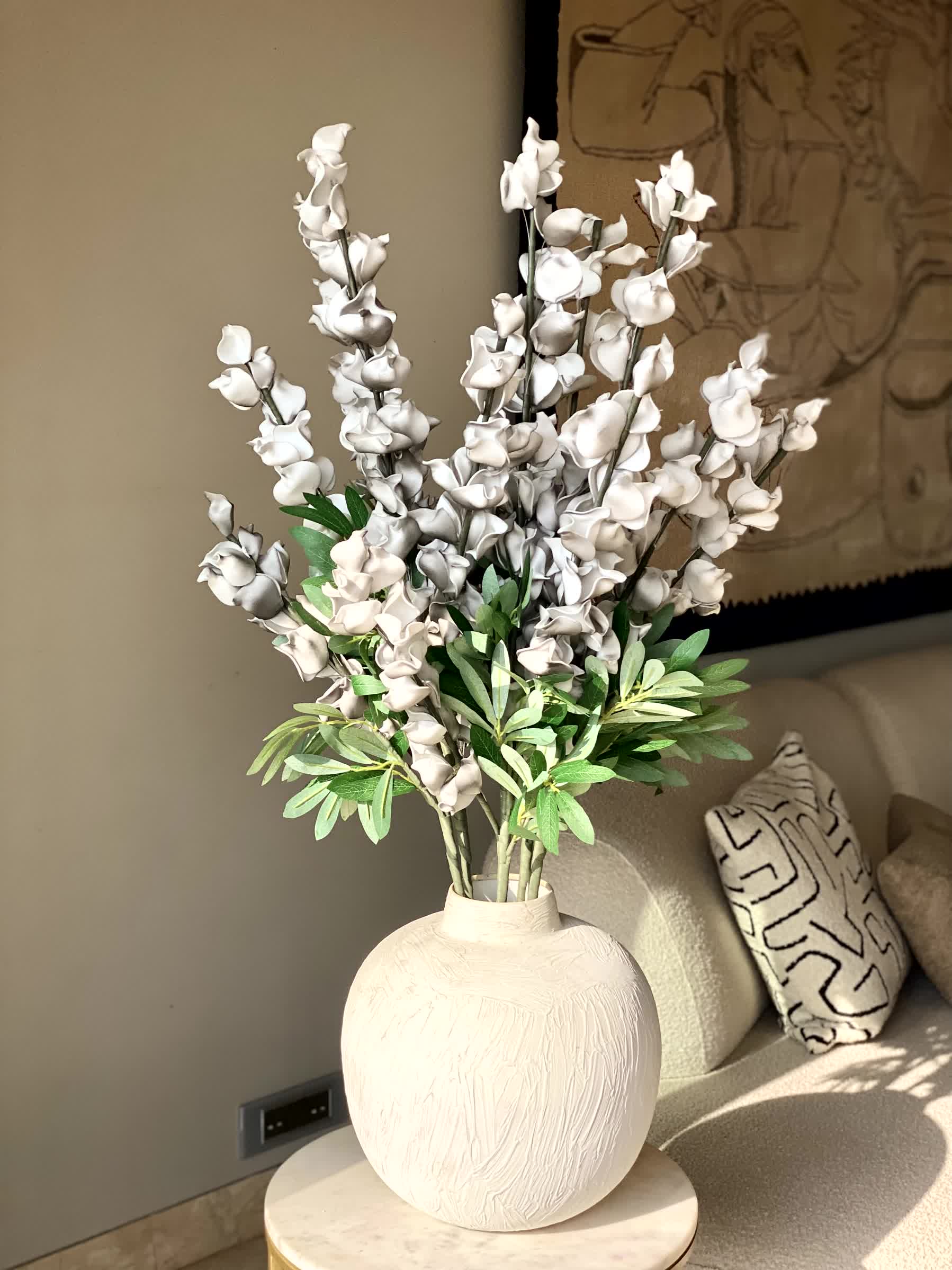 Artificial Dragon Flower Stem - Grey Ombre (One Stem)