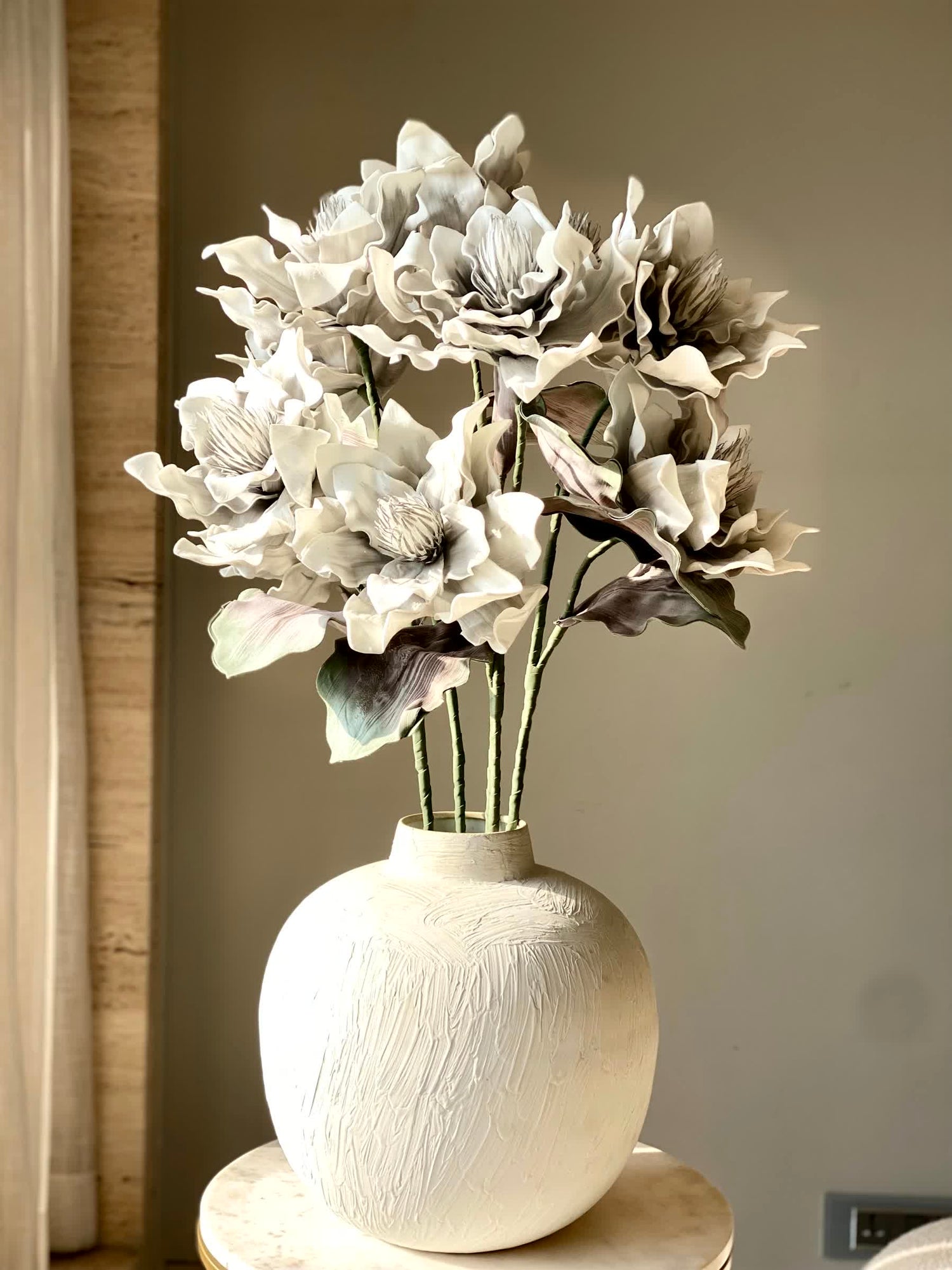 Artificial Dahlia Flower Stem  -  Grey Ombre (One Stem)