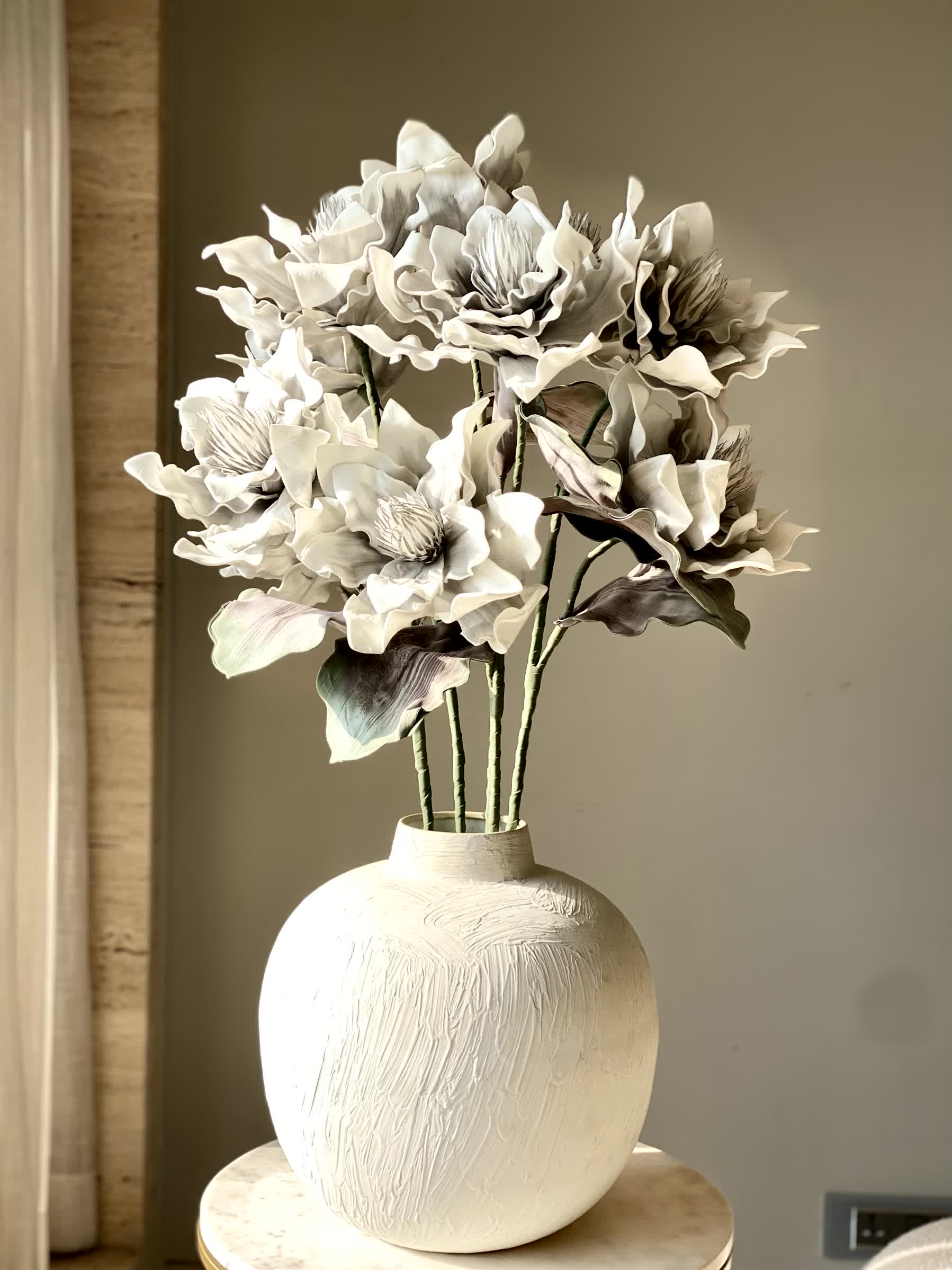 Artificial Dahlia Flower Stem  -  Grey Ombre (One Stem)