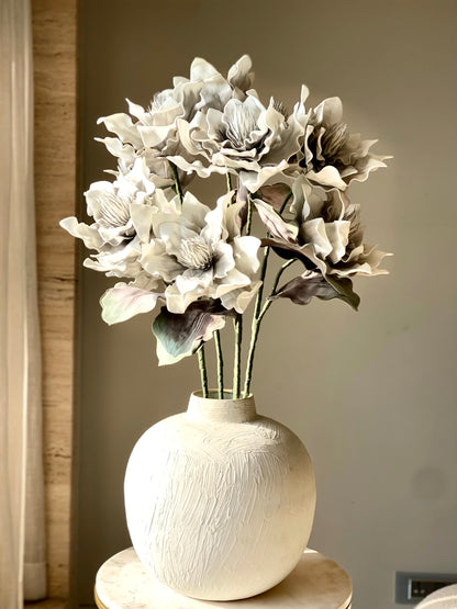 Artificial Dahlia Flower Stem  -  Grey Ombre (One Stem)