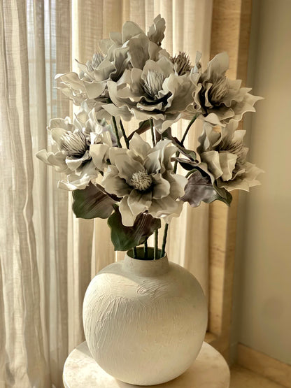 Artificial Dahlia Flower Stem  -  Grey Ombre (One Stem)