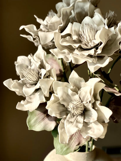 Artificial Dahlia Flower Stem  -  Grey Ombre (One Stem)