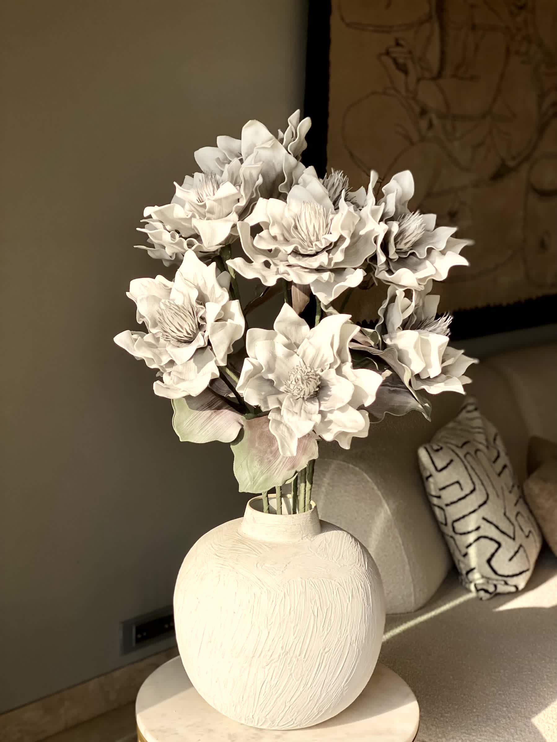 Artificial Dahlia Flower Stem  -  Grey Ombre (One Stem)