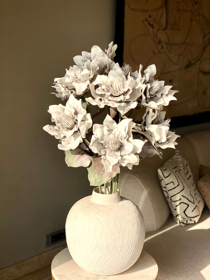 Artificial Dahlia Flower Stem  -  Grey Ombre (One Stem)