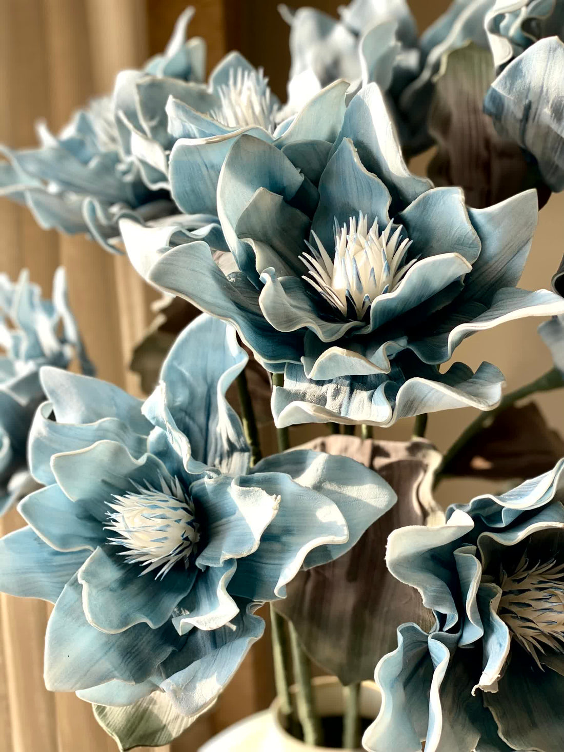 Artificial Dahlia Flower Stem  -  Blue Ombre (One Stem)