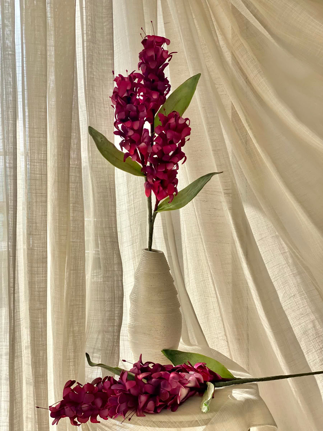 Artificial Madonna Lily Flower Stem - Fuchsia Ombre (One Stem)