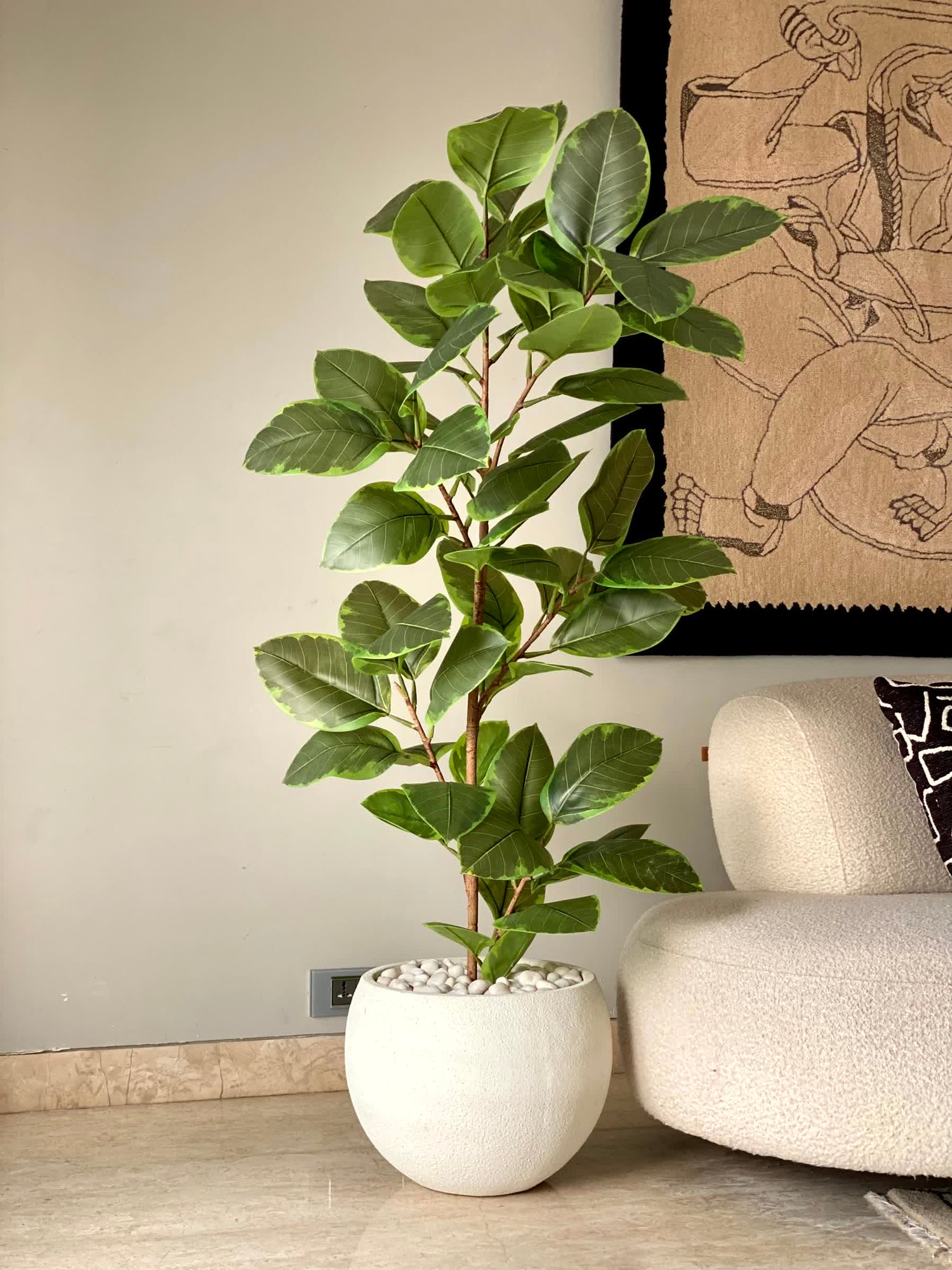 Artificial Leafy Rubber Plant - 5.5 Feet