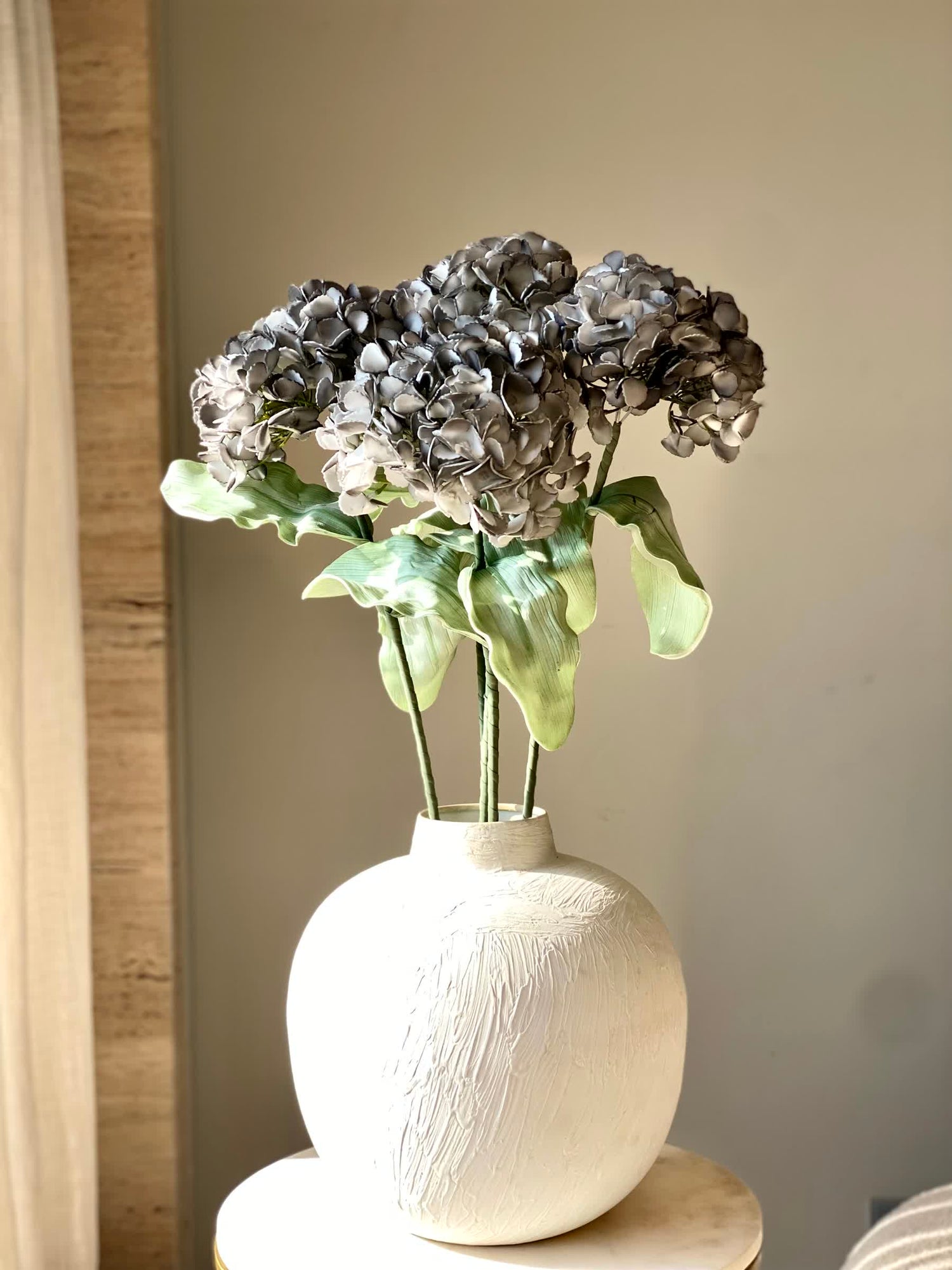 Artificial Hydrangea Flower Stem - Grey Ombre (One Stem)