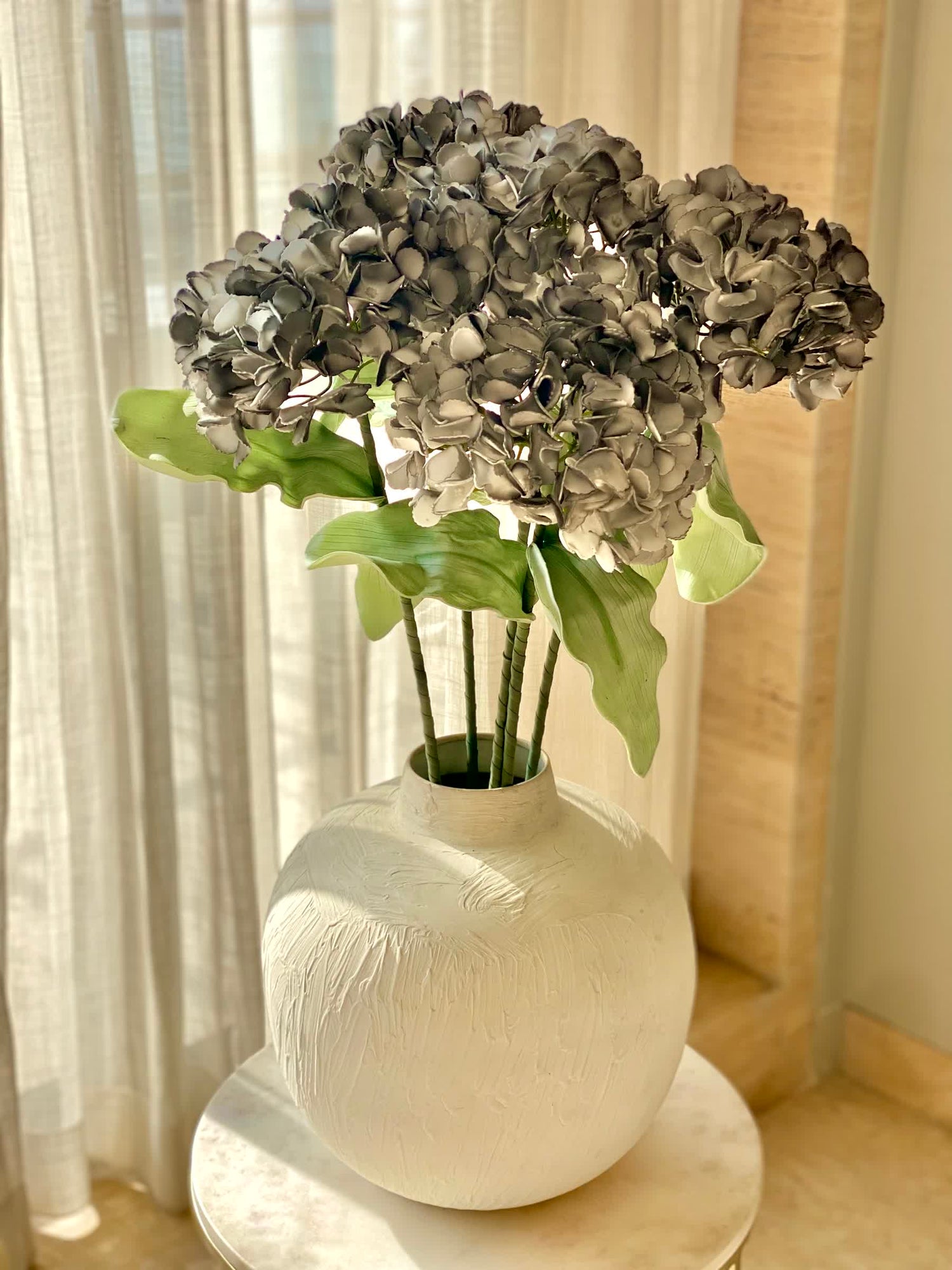 Artificial Hydrangea Flower Stem - Grey Ombre (One Stem)