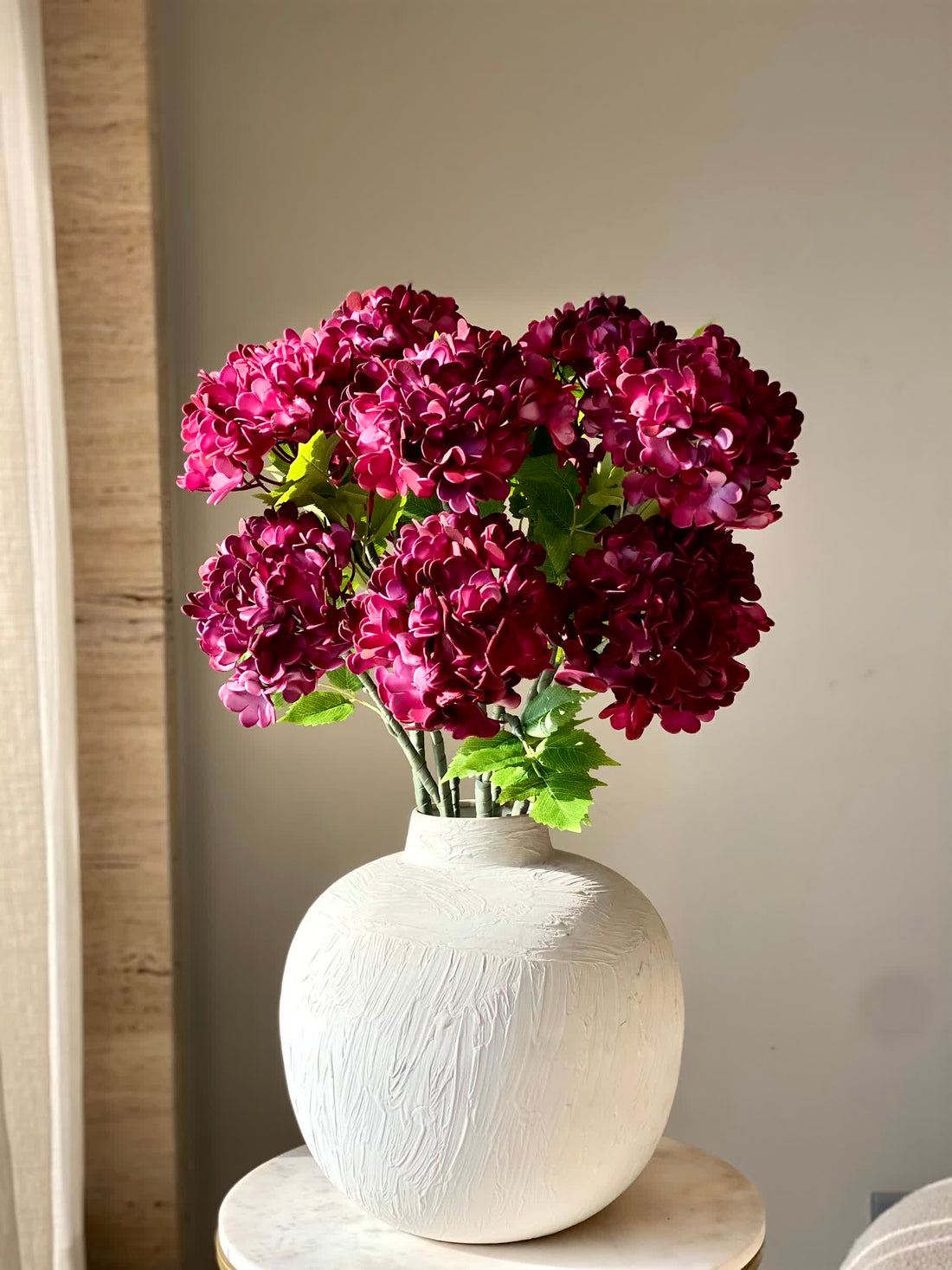 Artificial Mophead Flower Stem - Magenta Ombre (One Stem)