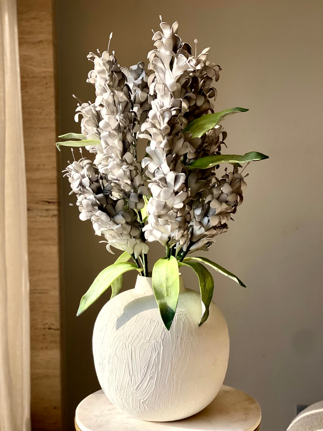 Artificial Madonna Lily Flower Stem - Grey Ombre (One Stem)