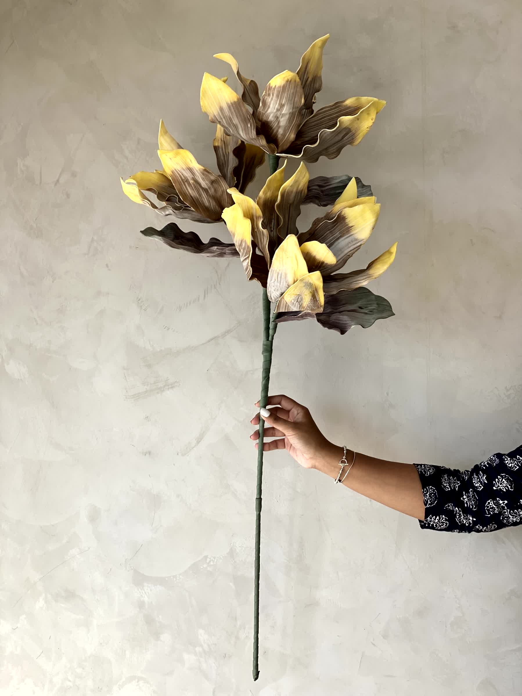 Artificial Magnolia Flower Stem -  Amber Ombre (One Stem)
