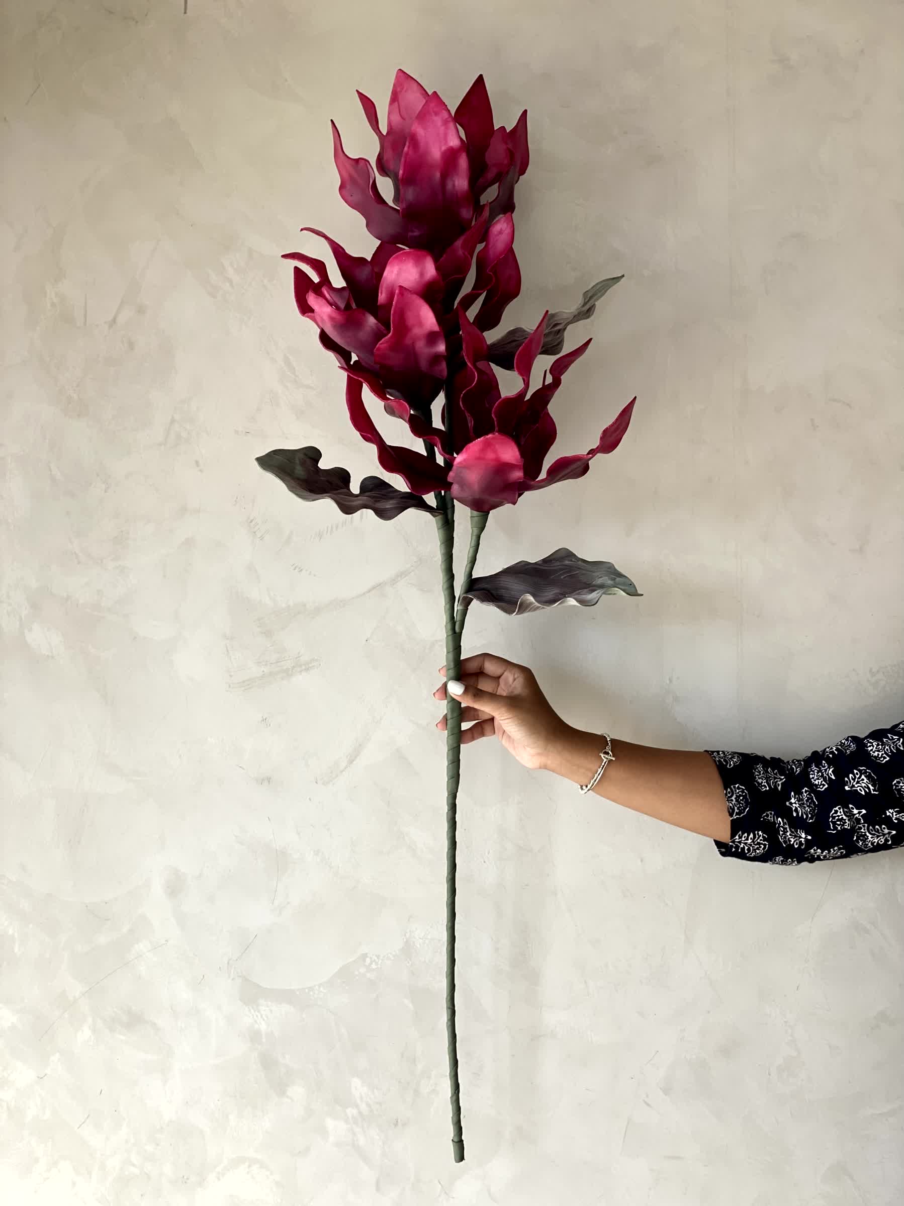 Artificial Magnolia Flower Stem -  Magenta Ombre (One Stem)