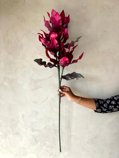 Artificial Magnolia Flower Stem -  Magenta Ombre (One Stem)