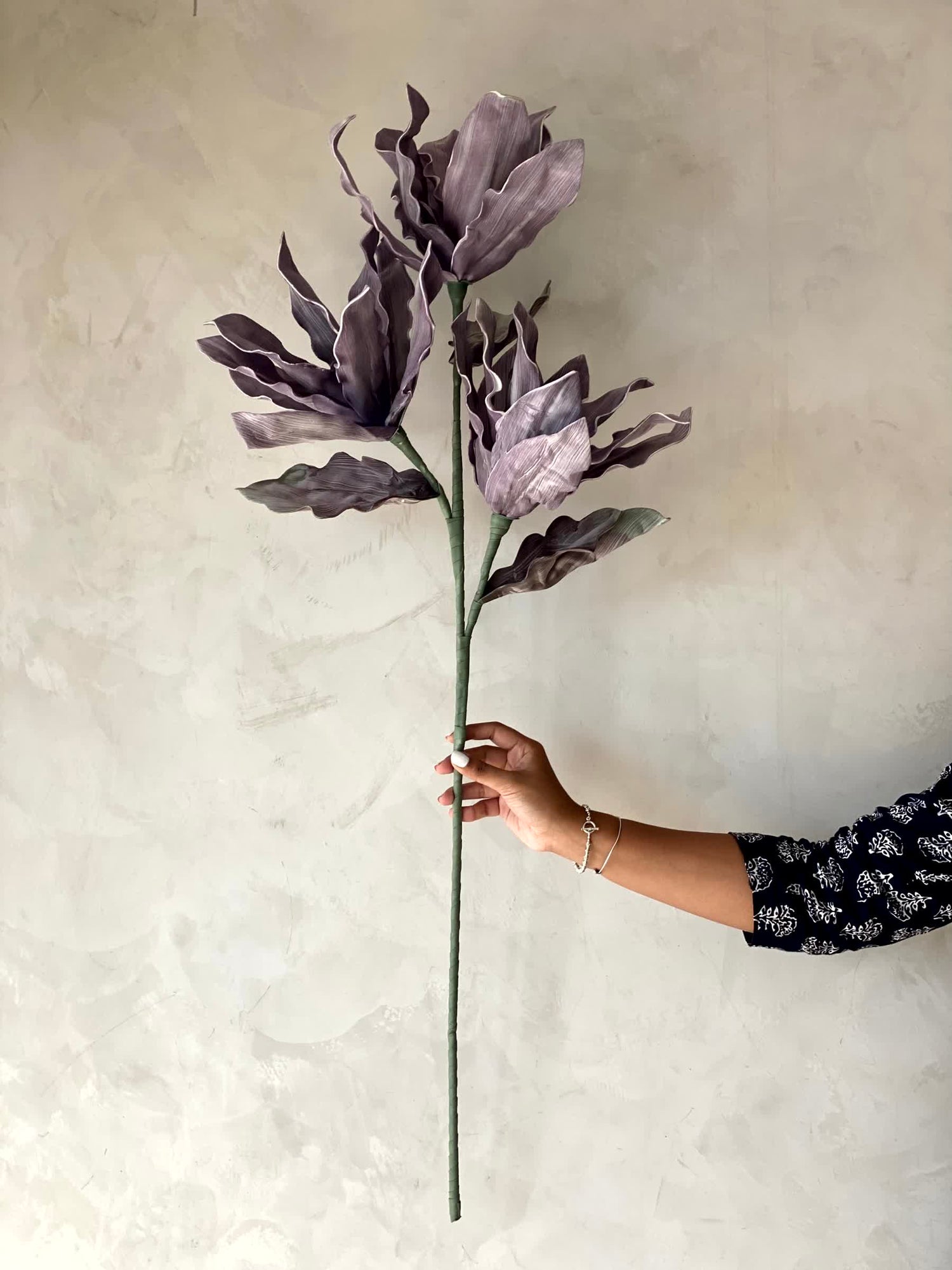 Artificial Magnolia Flower Stem -  Lavender Ombre (One Stem)