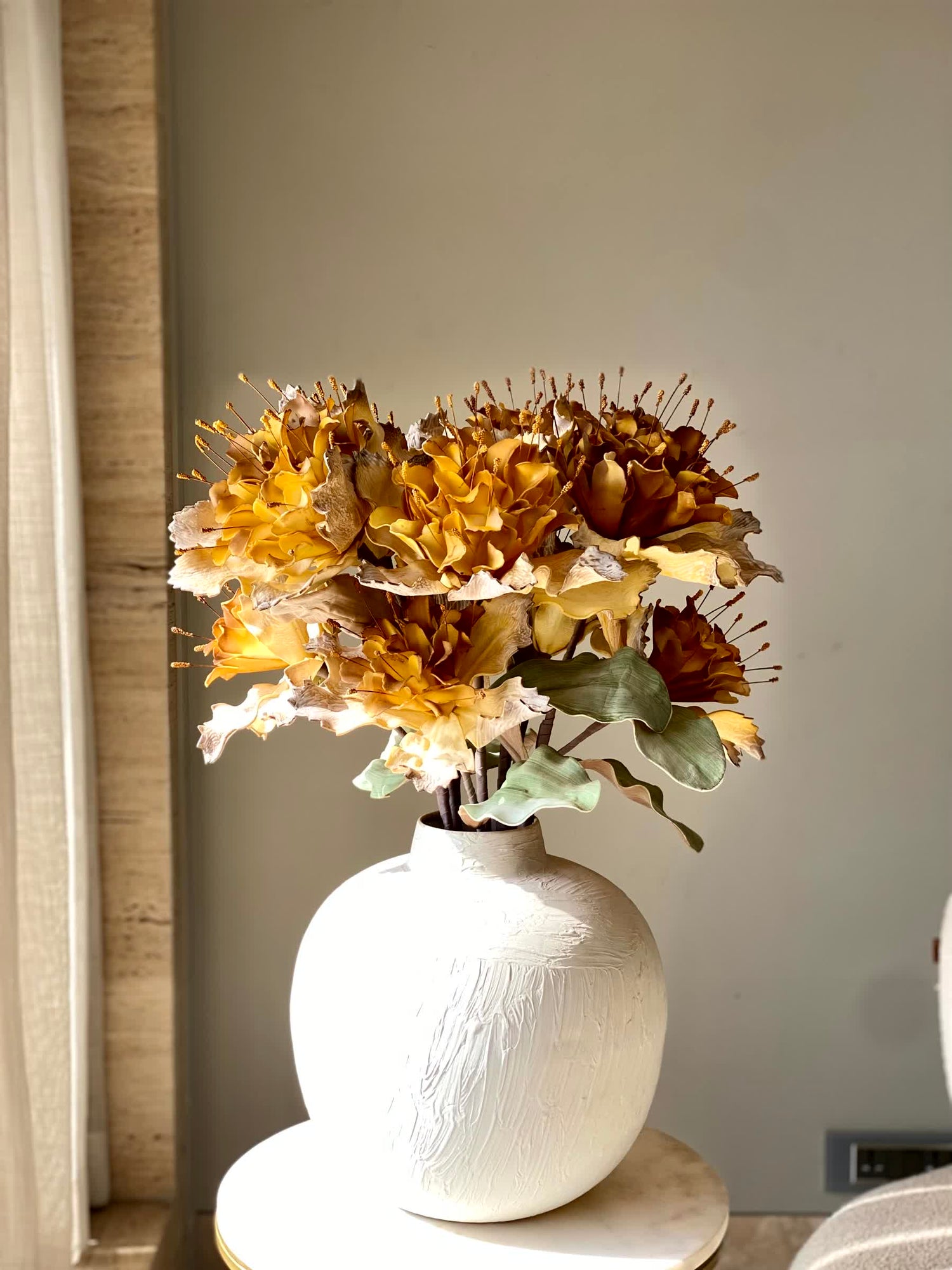 Artificial Rose Bay Flower Stem - Amber Ombre (One Stem)