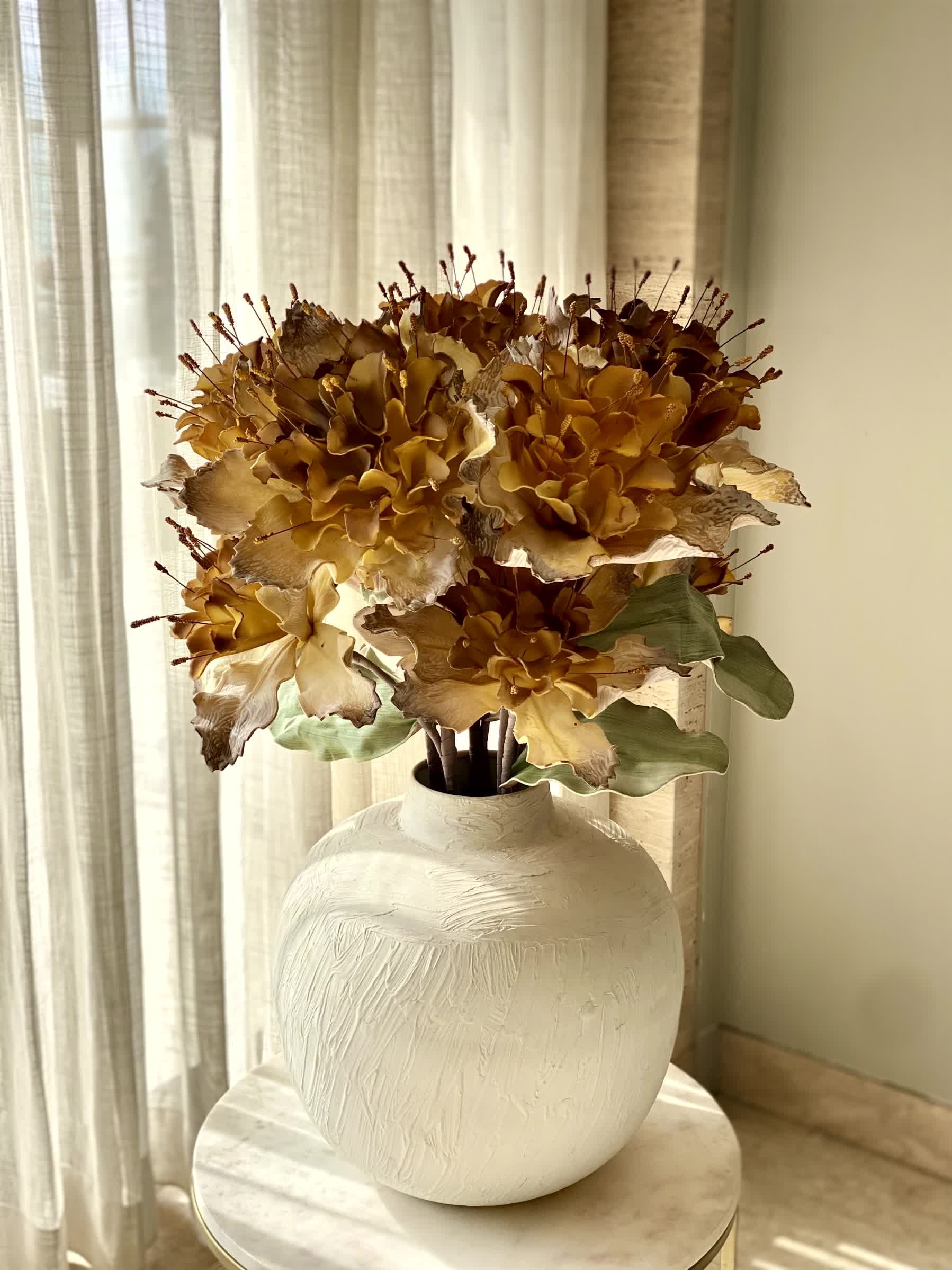 Artificial Rose Bay Flower Stem - Amber Ombre (One Stem)
