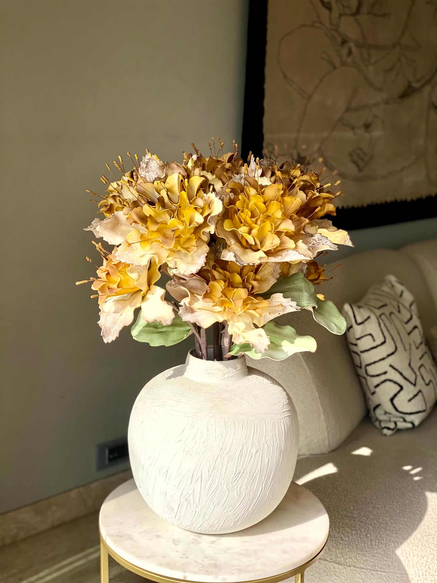 Artificial Rose Bay Flower Stem - Amber Ombre (One Stem)