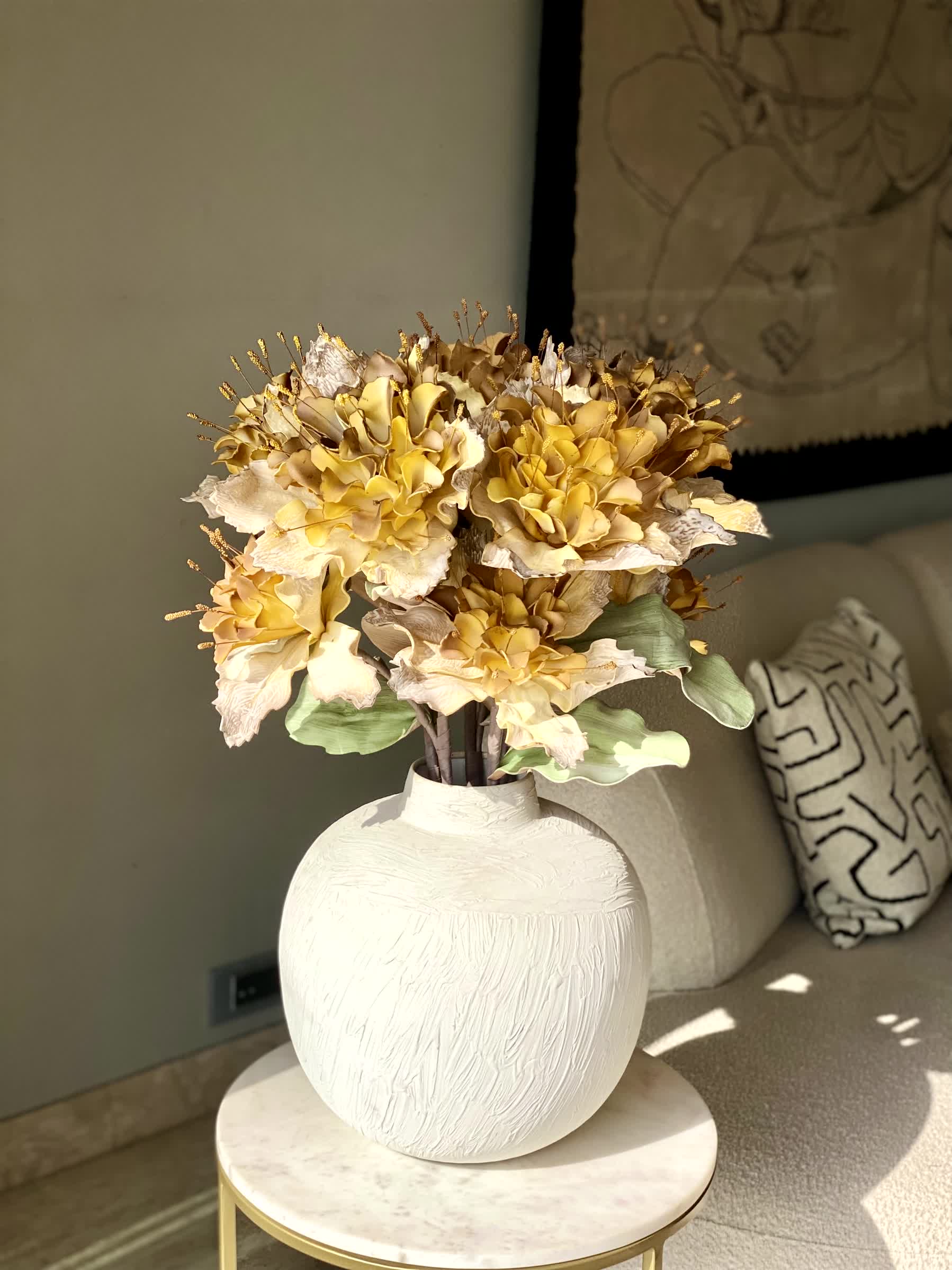 Artificial Rose Bay Flower Stem - Amber Ombre (One Stem)