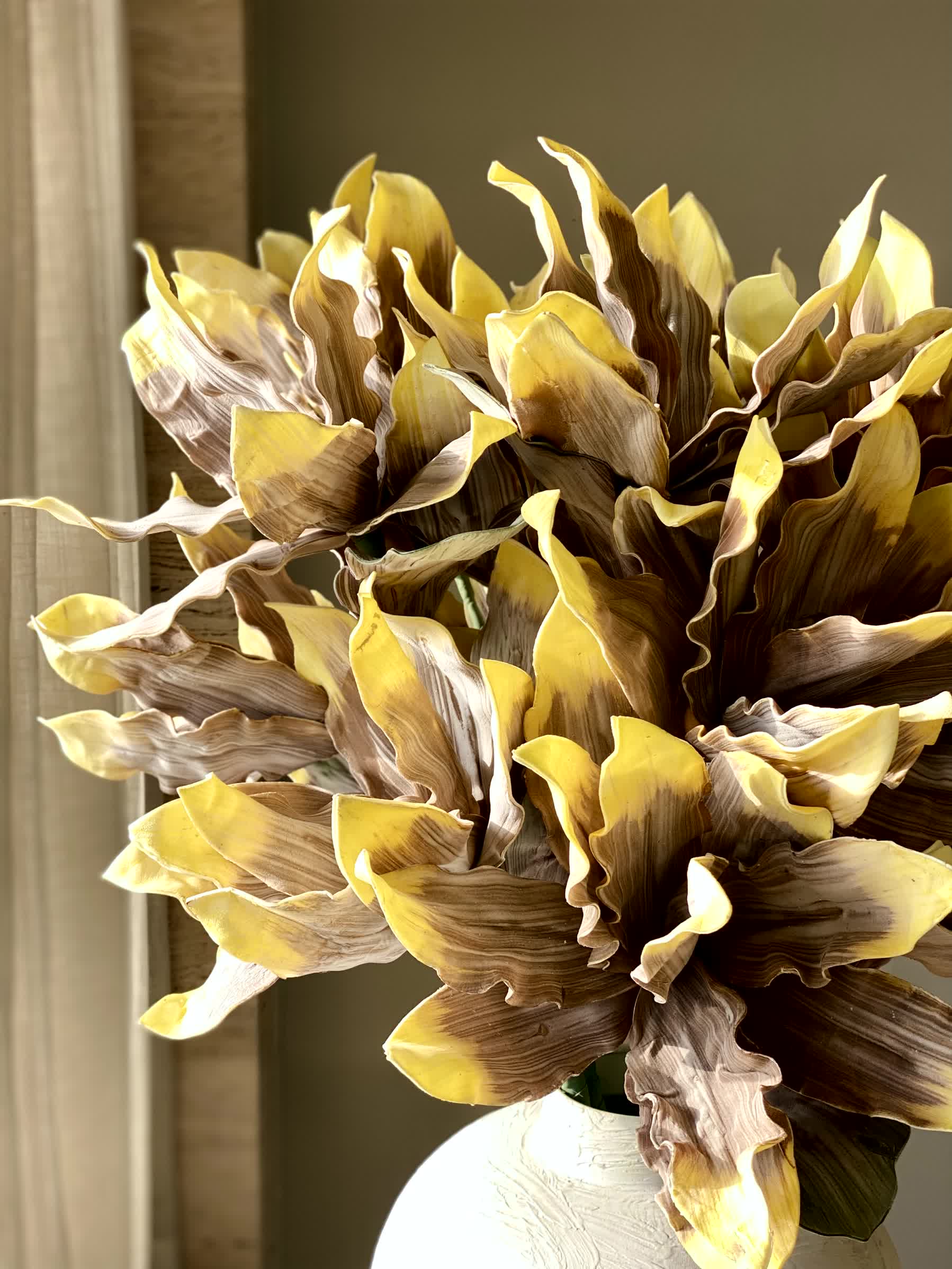 Artificial Magnolia Flower Stem -  Amber Ombre (One Stem)