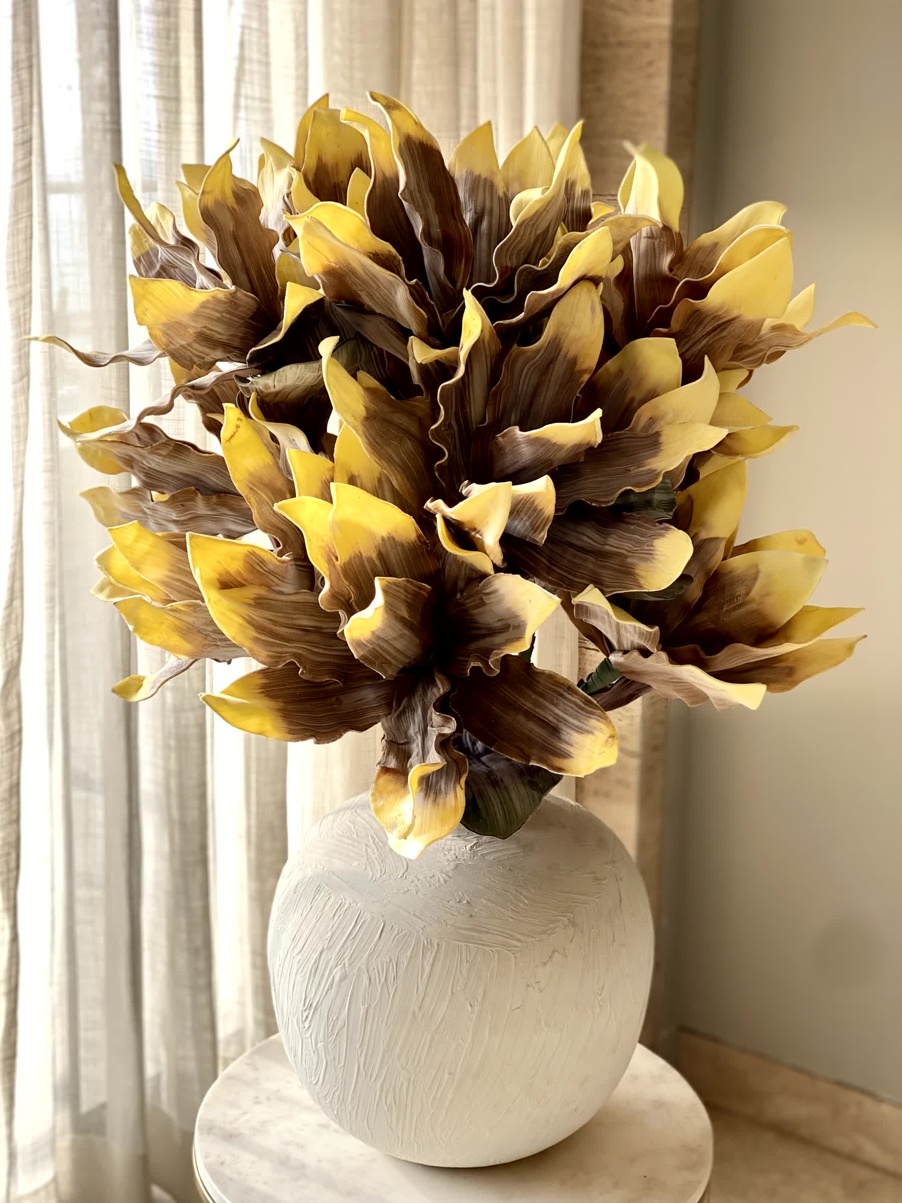 Artificial Magnolia Flower Stem -  Amber Ombre (One Stem)