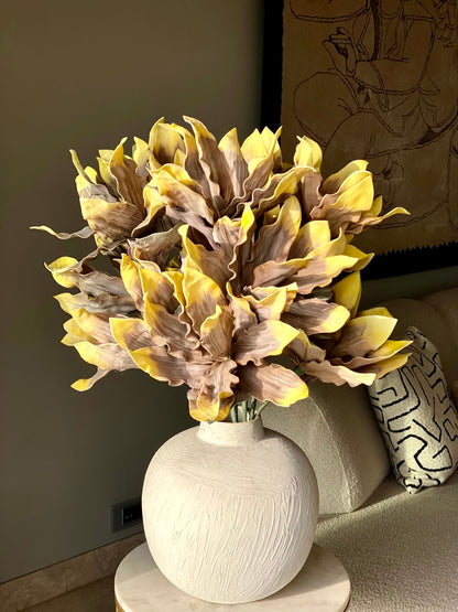Artificial Magnolia Flower Stem -  Amber Ombre (One Stem)
