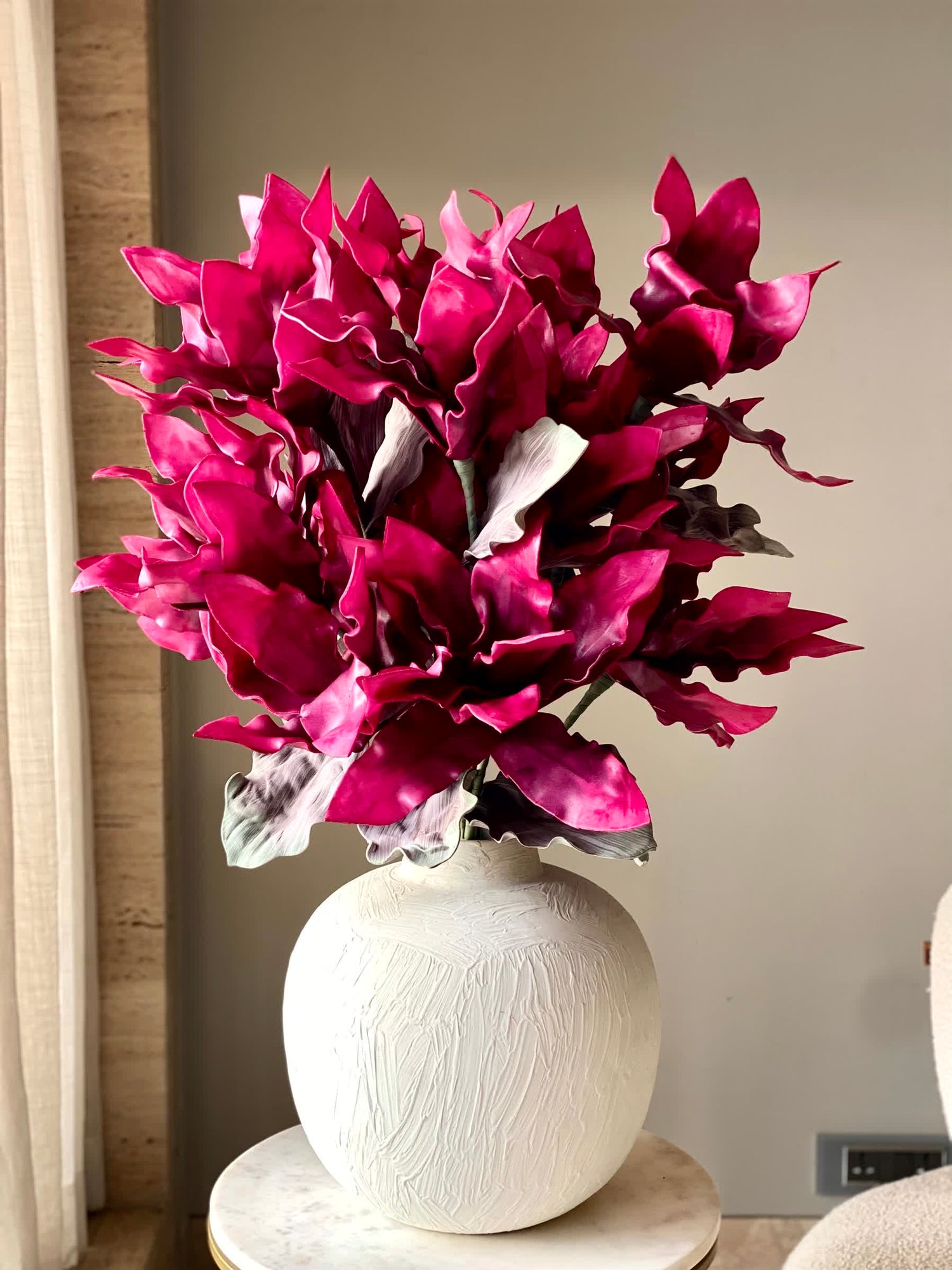 Artificial Magnolia Flower Stem -  Magenta Ombre (One Stem)