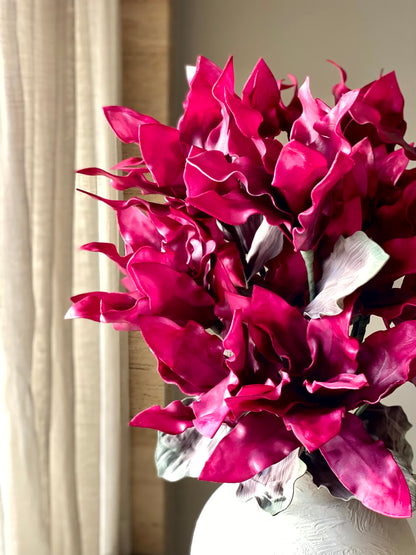 Artificial Magnolia Flower Stem -  Magenta Ombre (One Stem)