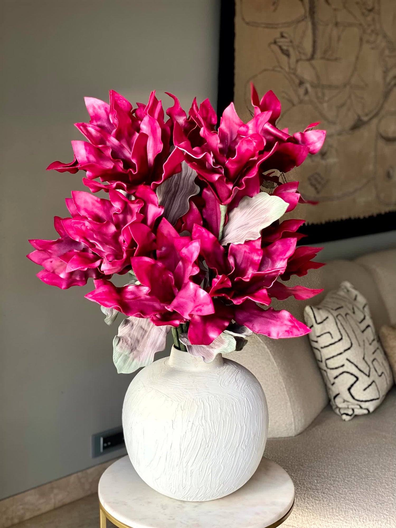 Artificial Magnolia Flower Stem -  Magenta Ombre (One Stem)
