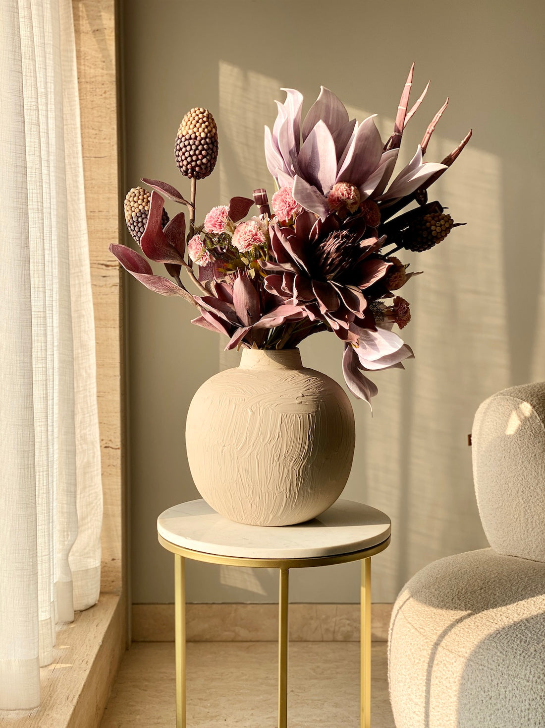 Nordic Bloom Beige Vase - Large
