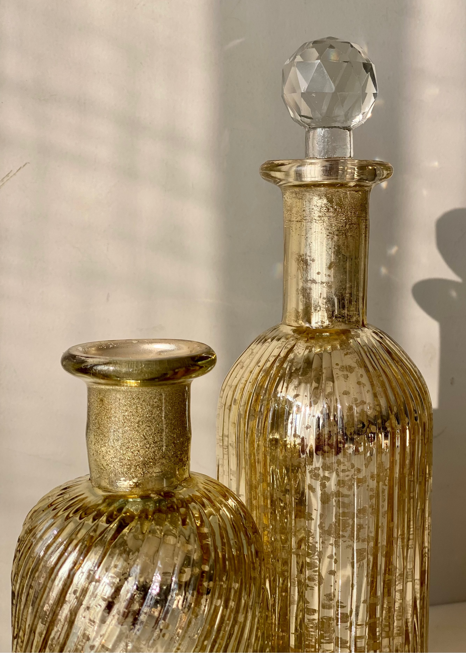 Lumiere Rustic Glass Bottles -  (Set of 2)